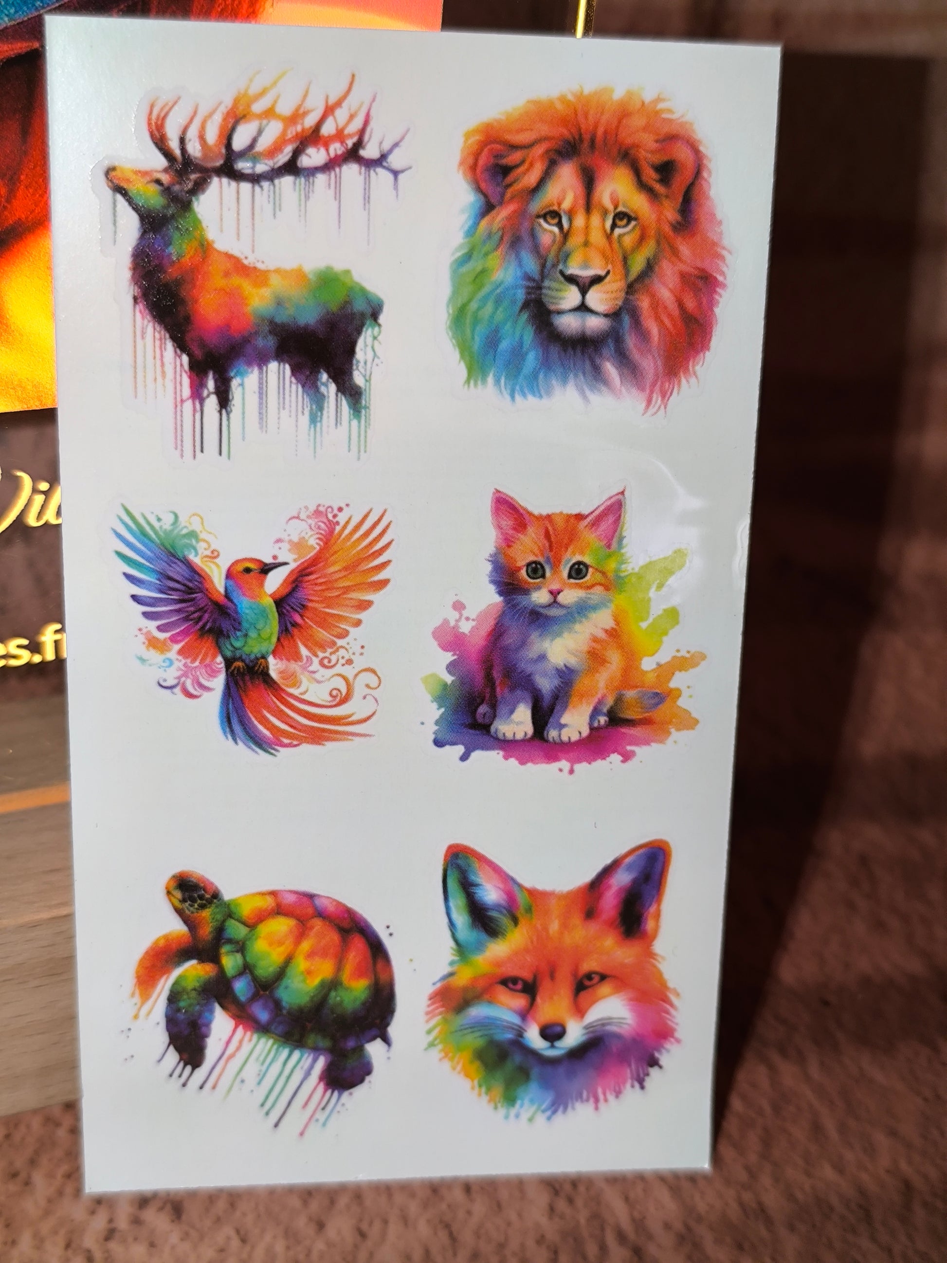 Tatouages éphémères Animaux Arc-en-Ciel - Feuille de 6