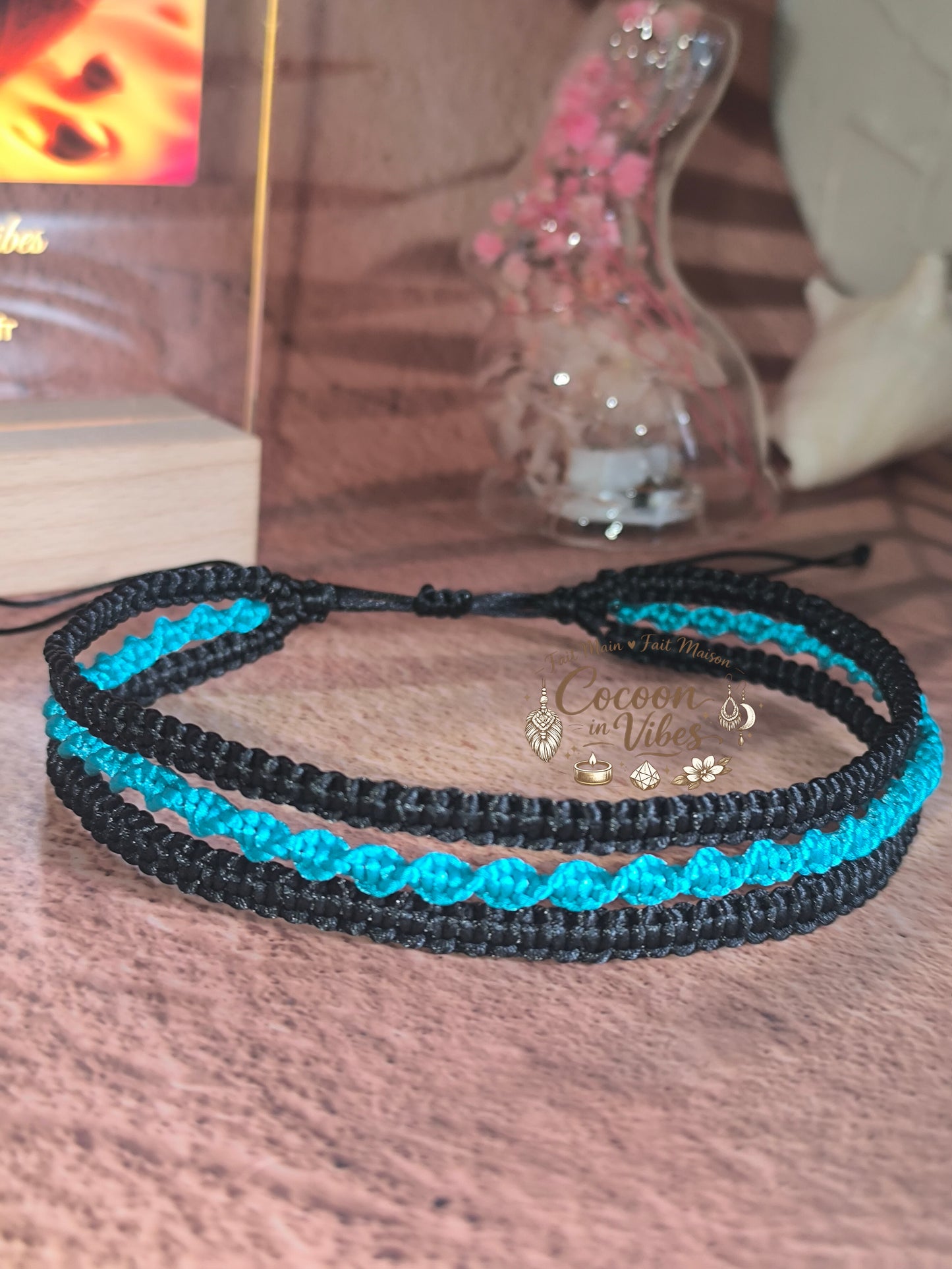 Ras de cou triple en macramé “Lagon Tressé” – Création fait main & couleurs au choix