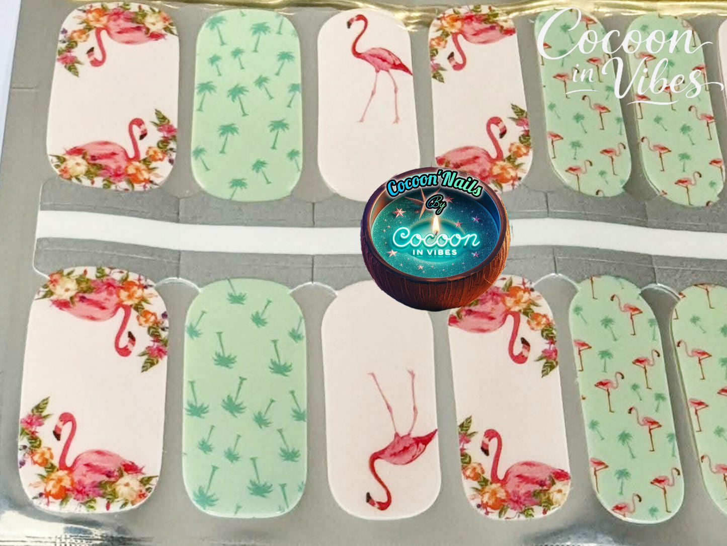 Cocoon’Nails Flamingo Palm – Vernis Autocollant Kit Complet