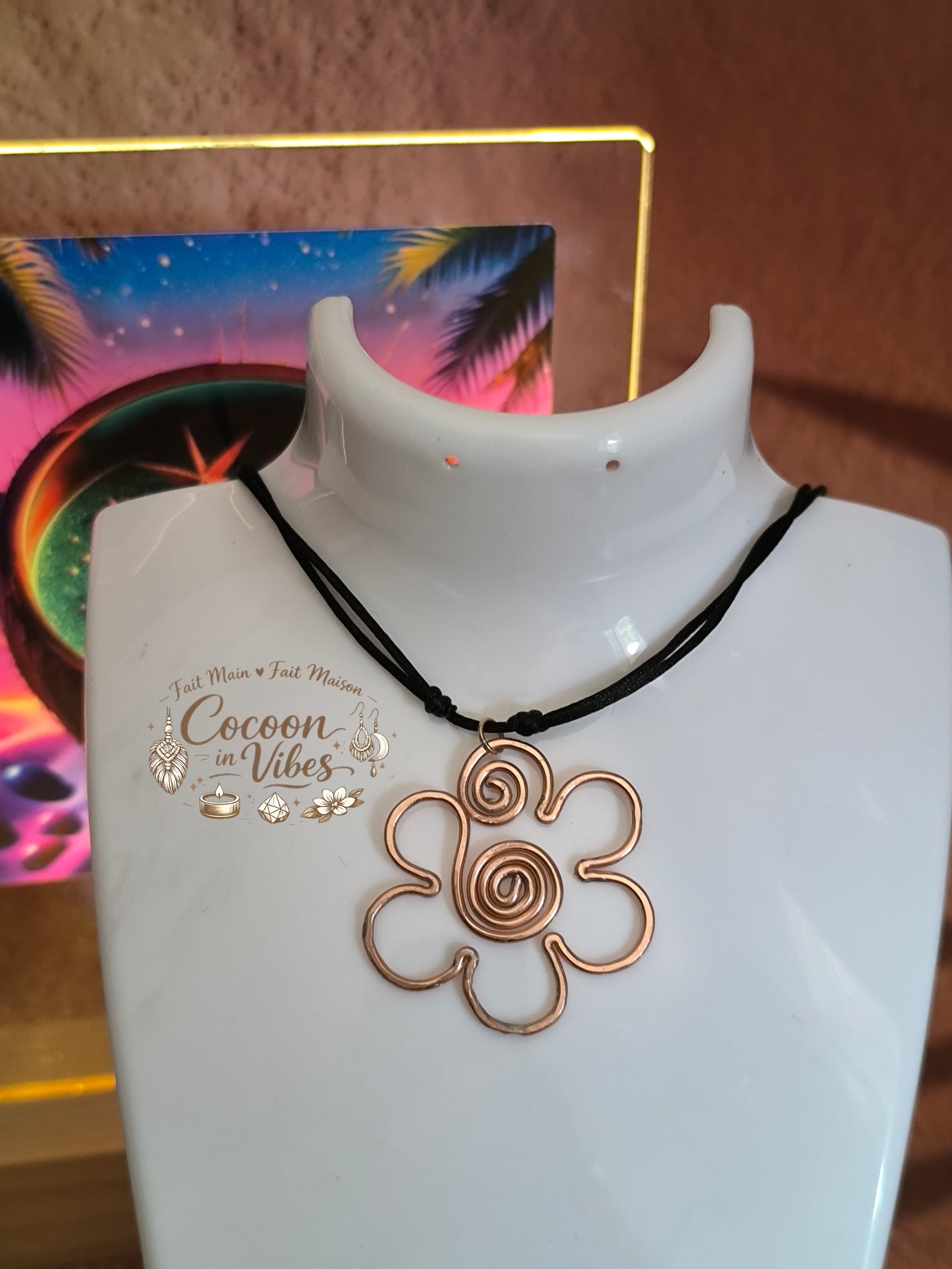 Collier Pendentif Fleur Réglable (Ras-de-cou / Collier) & Parure – Collection Fleur Tropicale