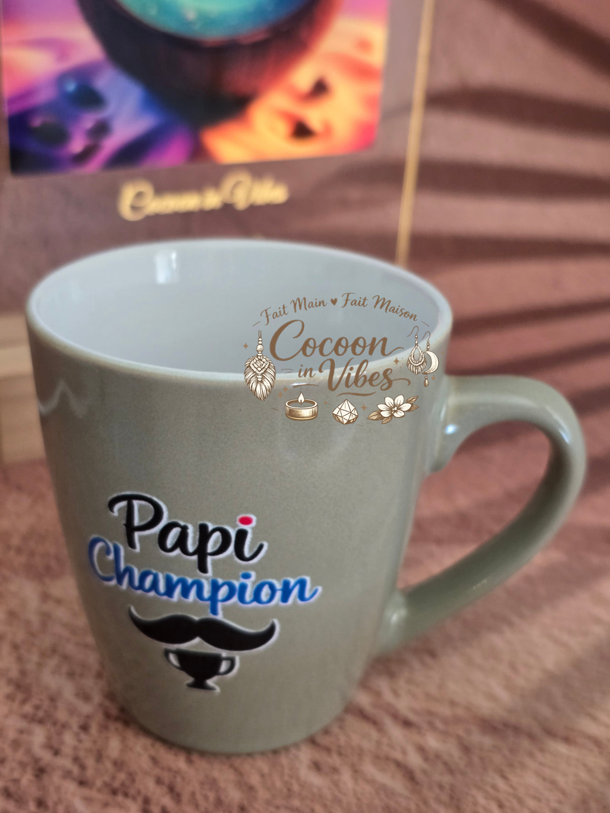 Tasse "Fête des Grands-Pères" Vert d’eau – PAPI CHAMPION – Pièce unique, création artisanale Cocoon in Vibes