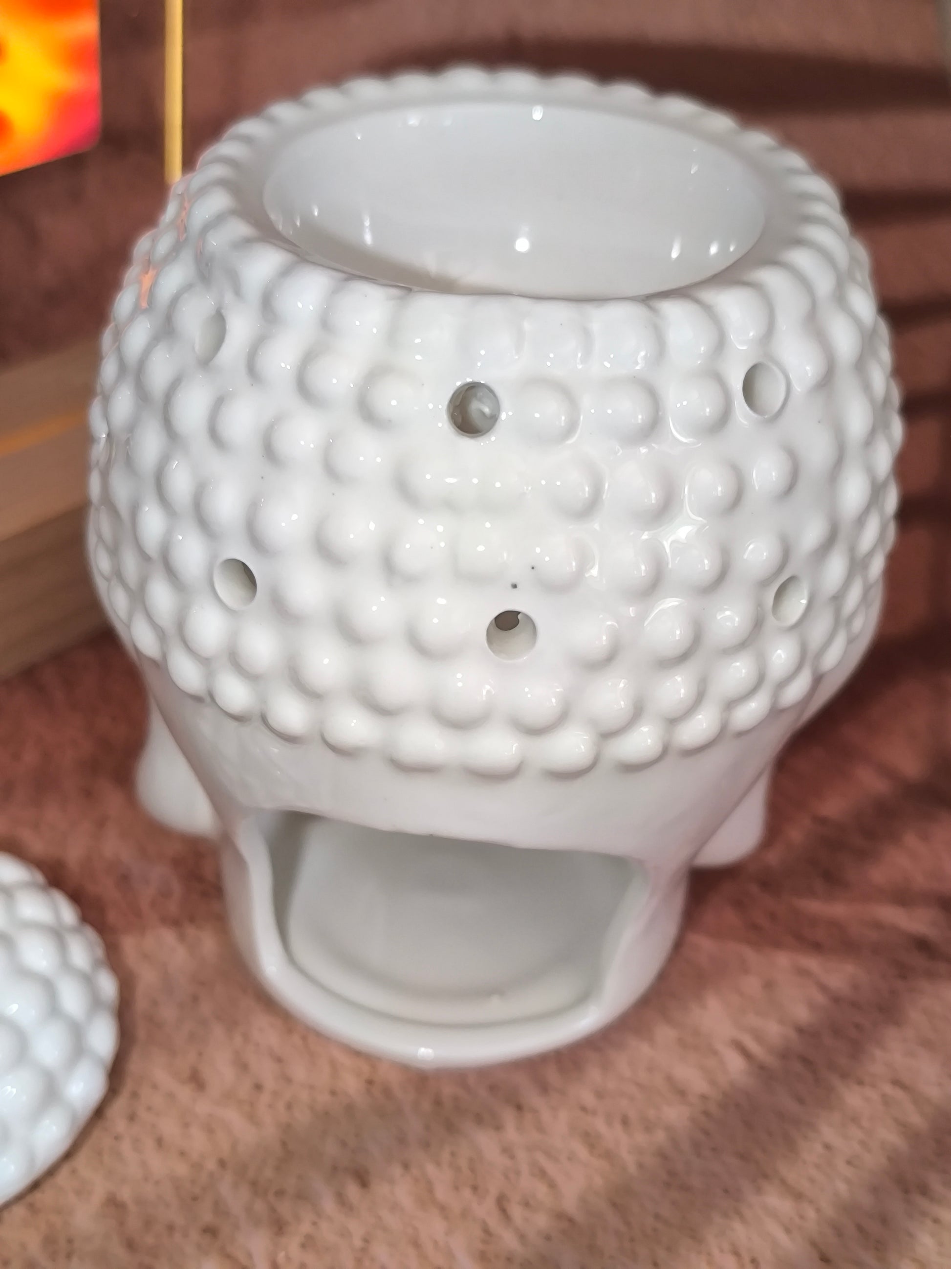 Brûleur en Céramique – Tête de Bouddha Dhyana Blanc