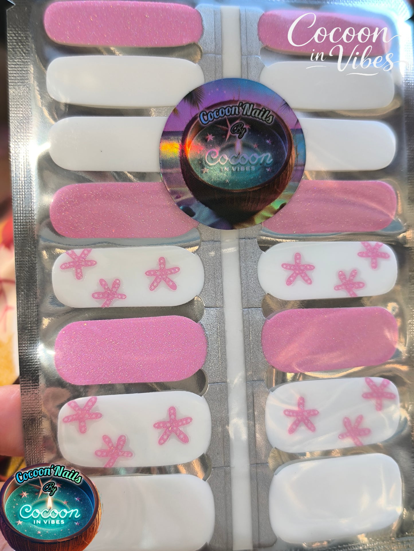 Cocoon’Nails Sable Rose Étoilé – Vernis Autocollant Kit Complet