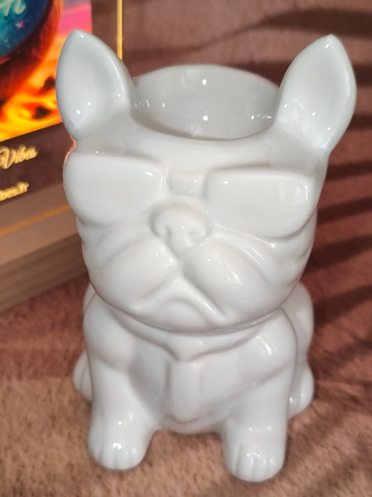 Brûleur en Céramique Blanc – Modèle Boubou Bouledogue