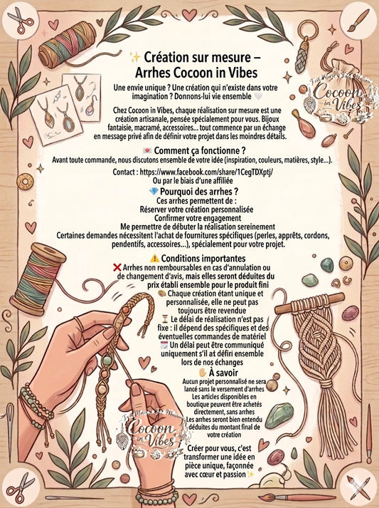 Arrhes pour commande spéciale création personnalisée