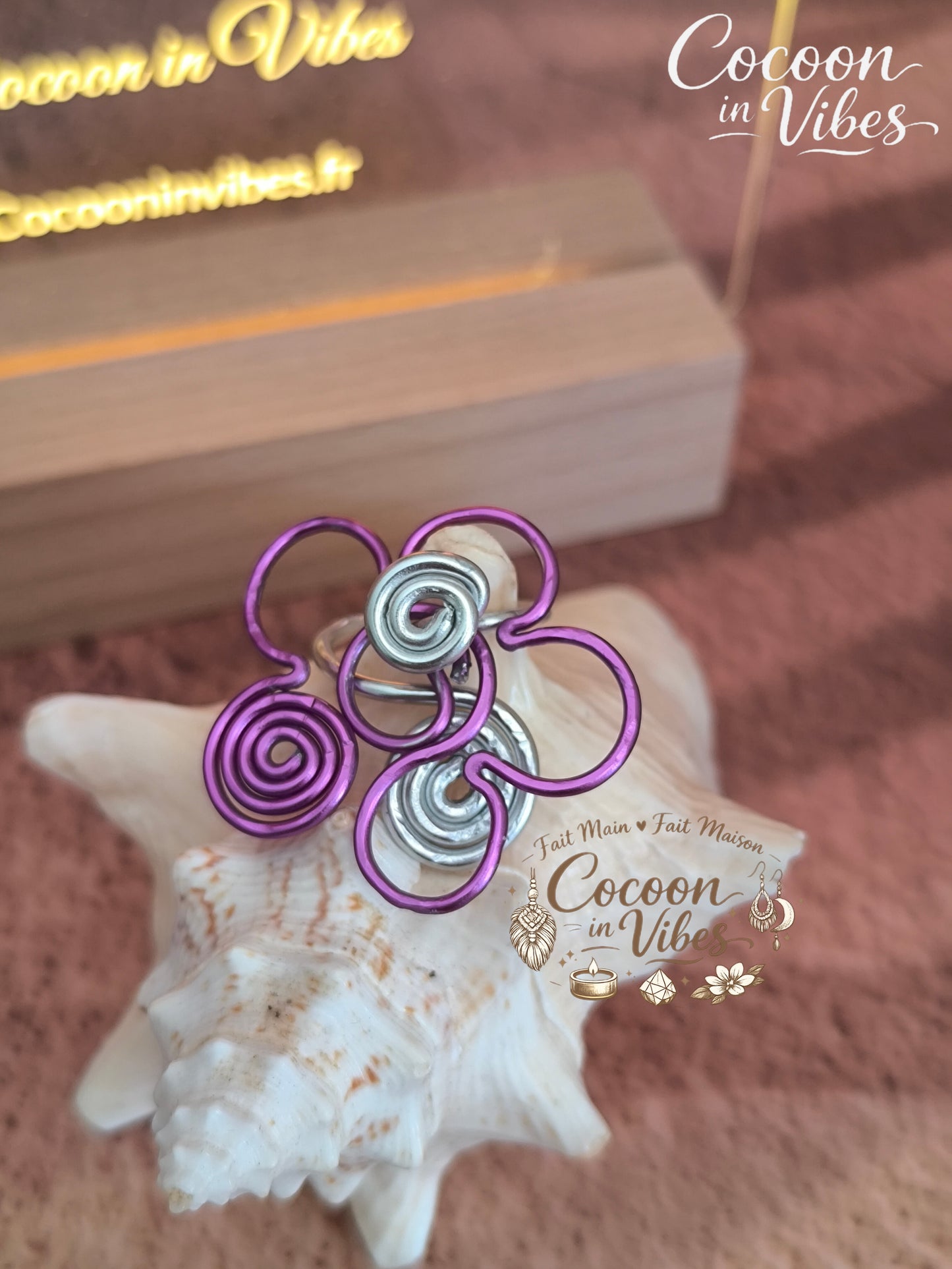 Bague Anti-Stress "Fleur d'Ondes Tropicales" – 100% Artisanale & Double Niveau