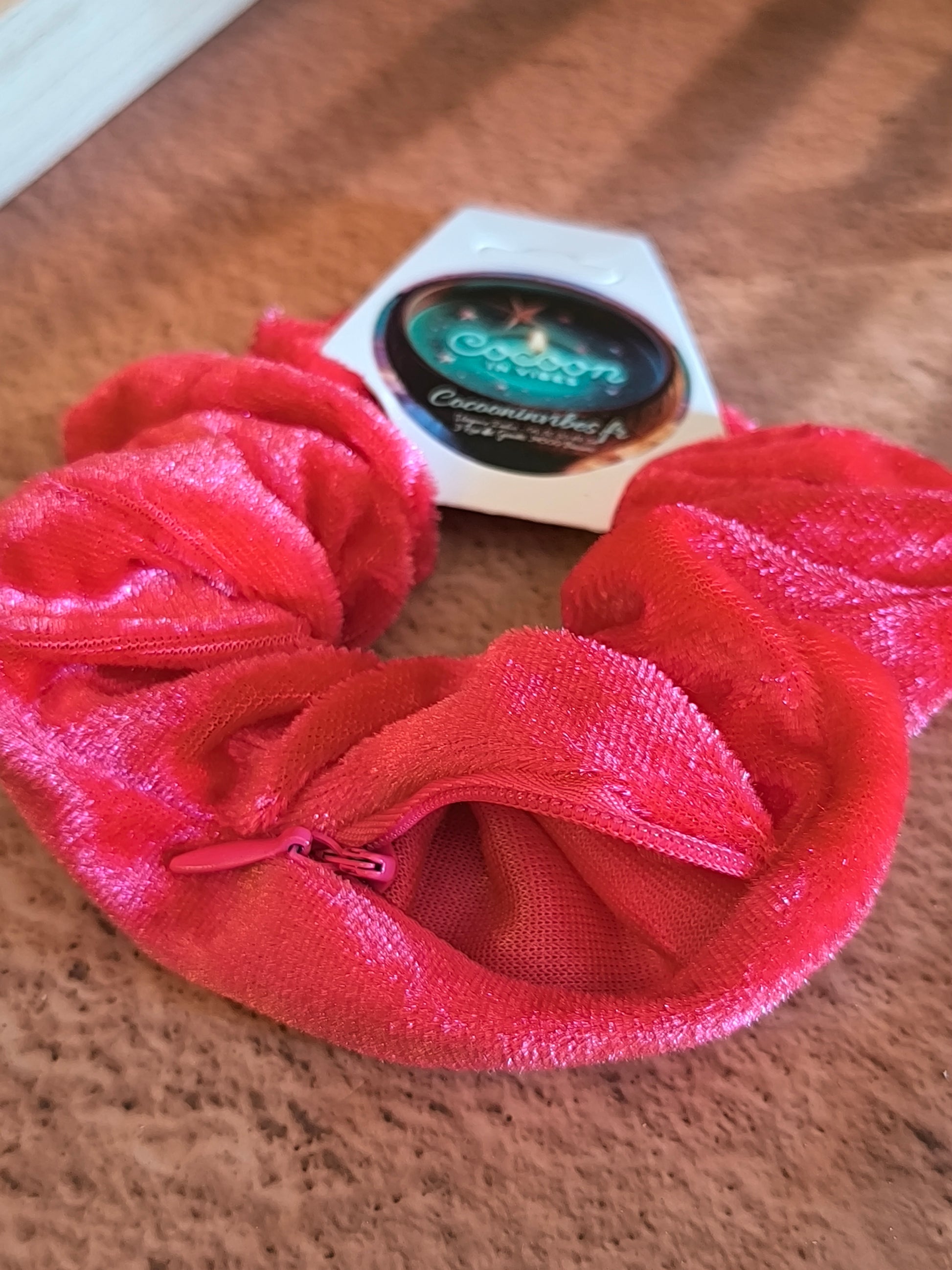 Chouchou Secret en Velours – Avec Poche Cachée Zippée