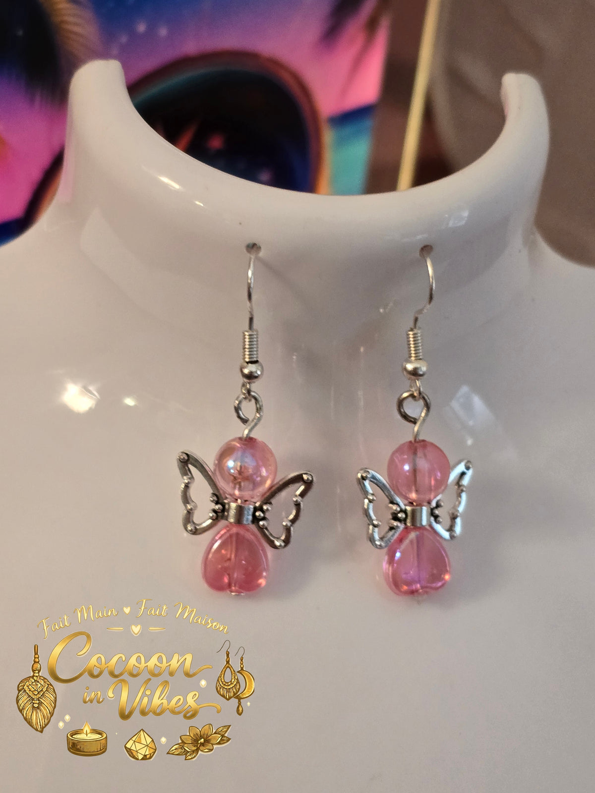 Boucles d’oreilles « Petit Ange » – Édition Octobre Rose