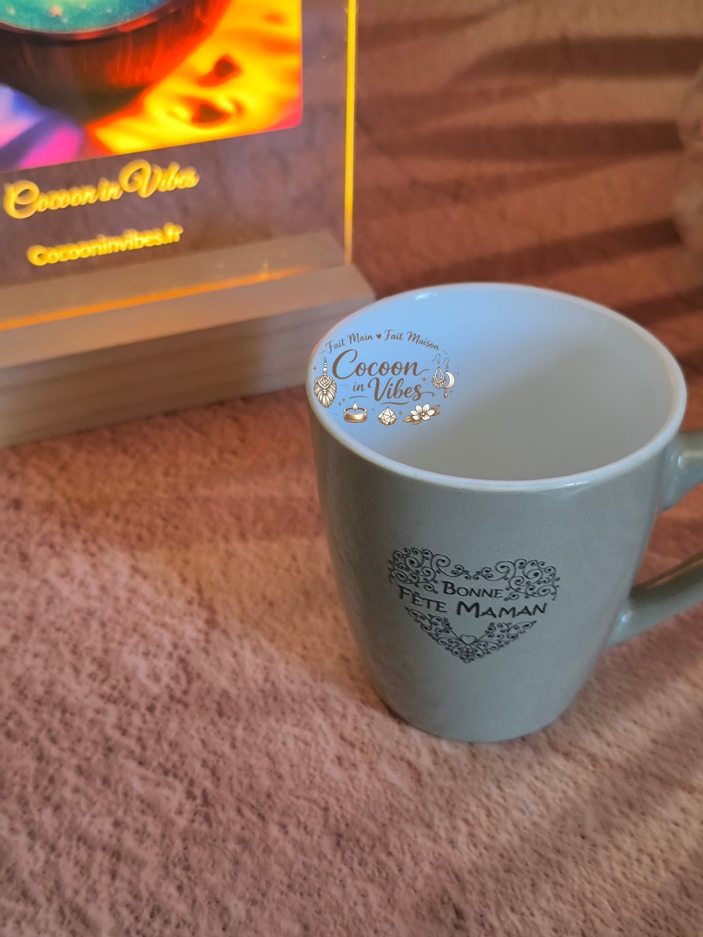 Tasse "Fête des Mères" Beige Sable – MOM'S LOVE – Pièce unique, création artisanale Cocoon in Vibes