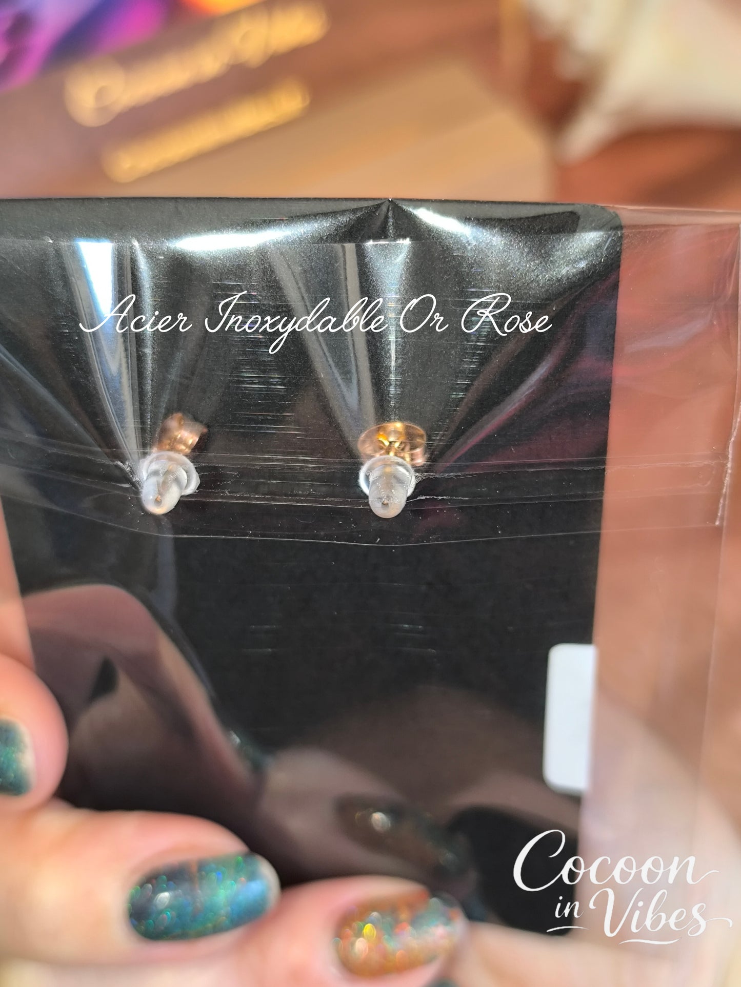 Clous d’oreilles chat Ajouré – Acier Inoxydable Or Rose