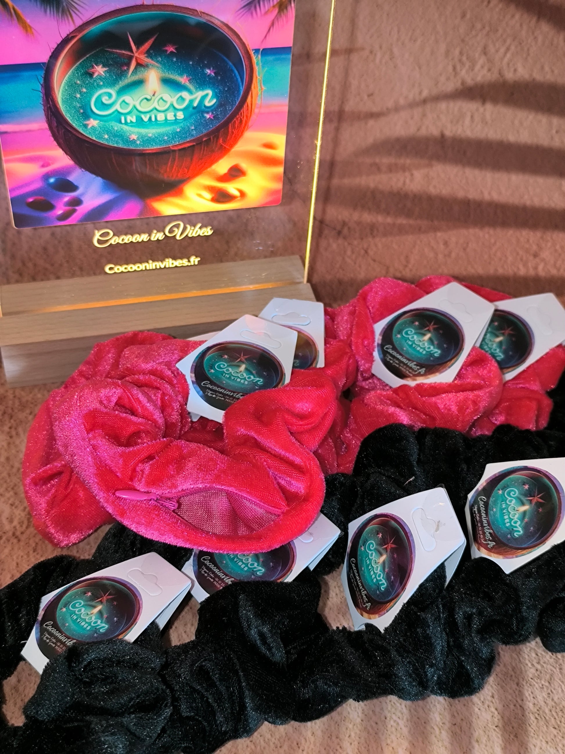 Chouchou Secret en Velours – Avec Poche Cachée Zippée