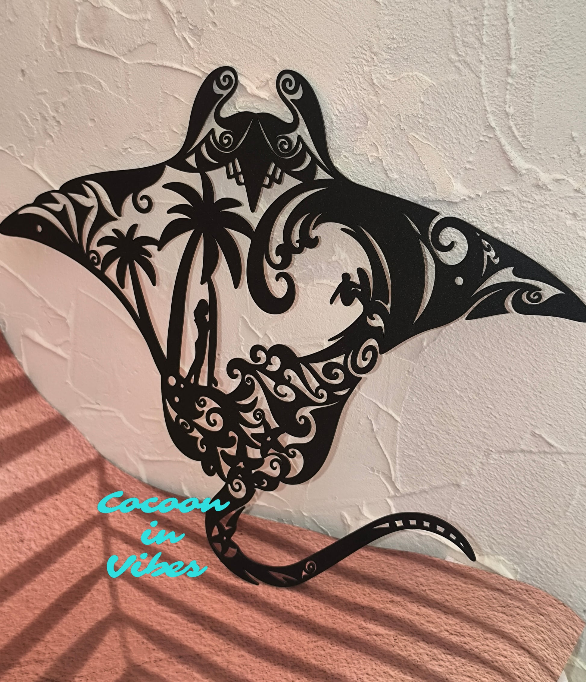 Grande Décoration murale Raie Manta Tropicale – L’Invitation au Voyage