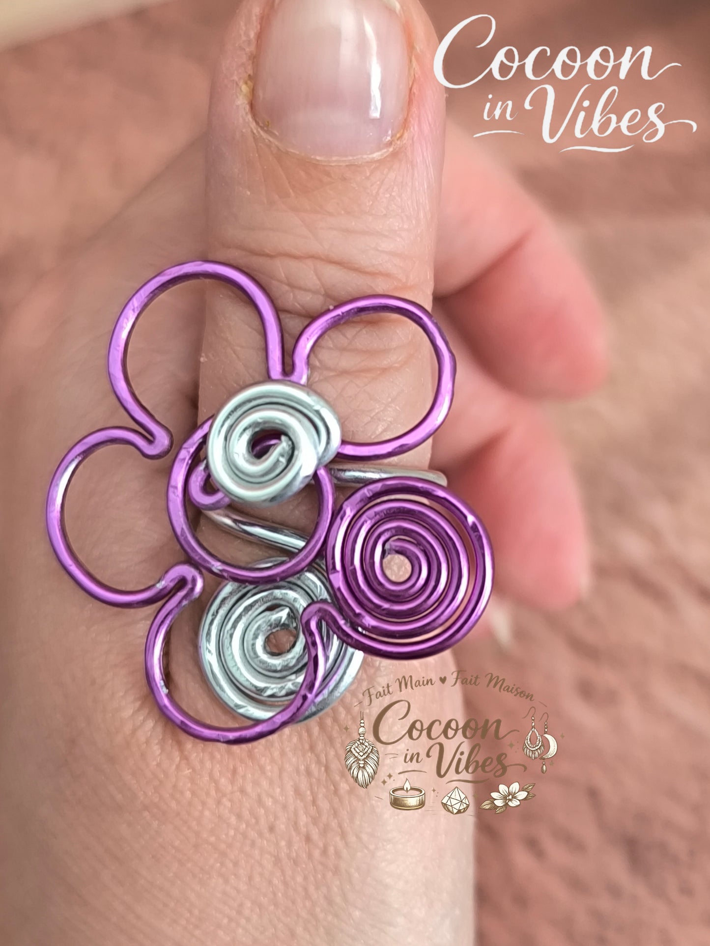Bague Anti-Stress "Fleur d'Ondes Tropicales" – 100% Artisanale & Double Niveau