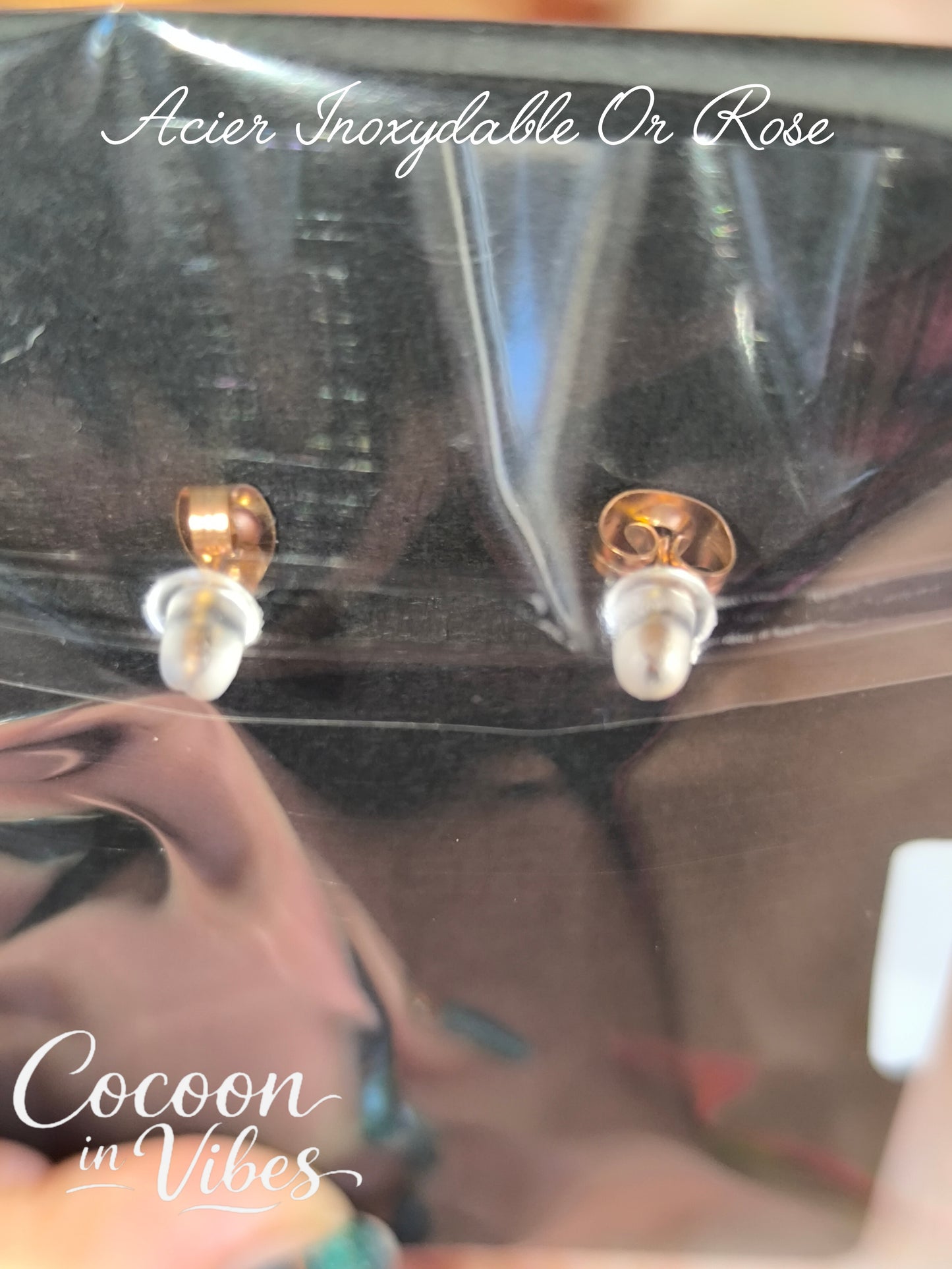 Clous d’oreilles chat Minou – Acier Inoxydable Or Rose