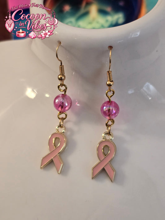 Boucles d’Oreilles Artisanales « Reflets d'Espoir » – Édition Octobre Rose