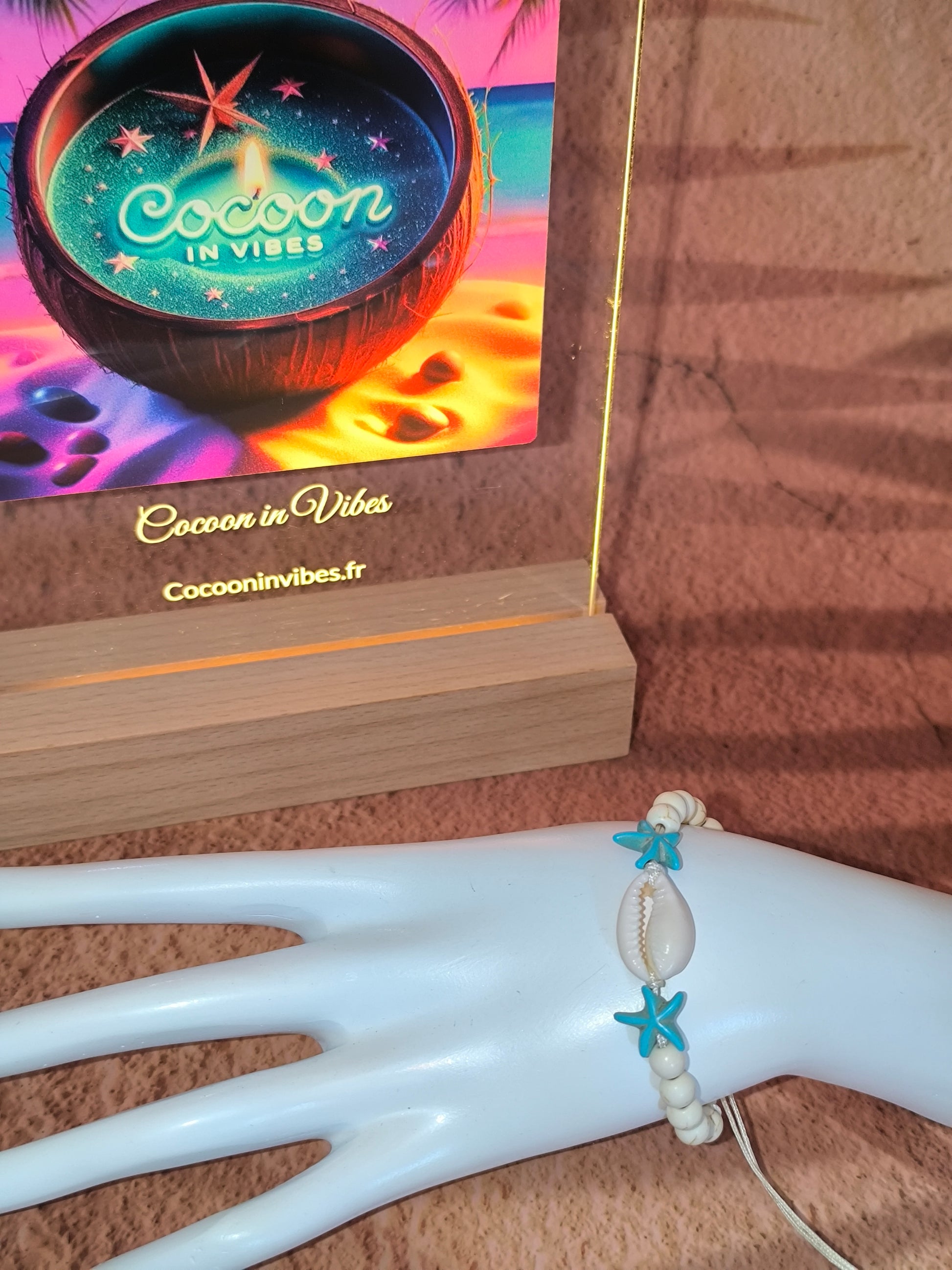 Bracelet Cauri & Étoiles Turquoises – Esprit Bohème Marin