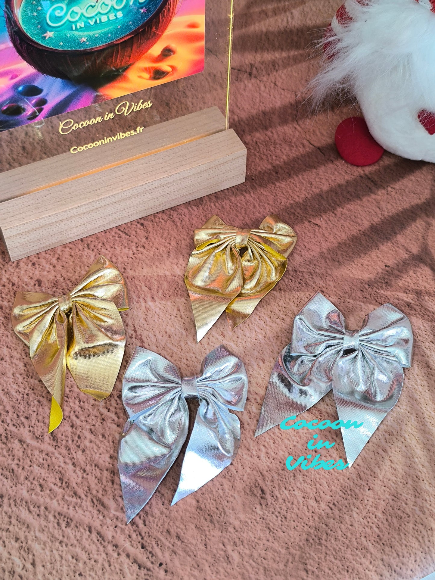 Pince à cheveux nœud métallisé – Doré ou Argenté