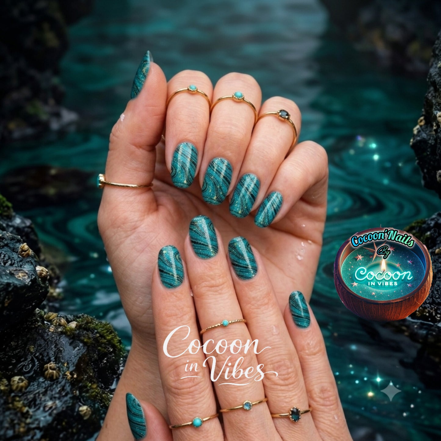 Cocoon’Nails Lagon Mystique – Vernis Autocollant Kit Complet