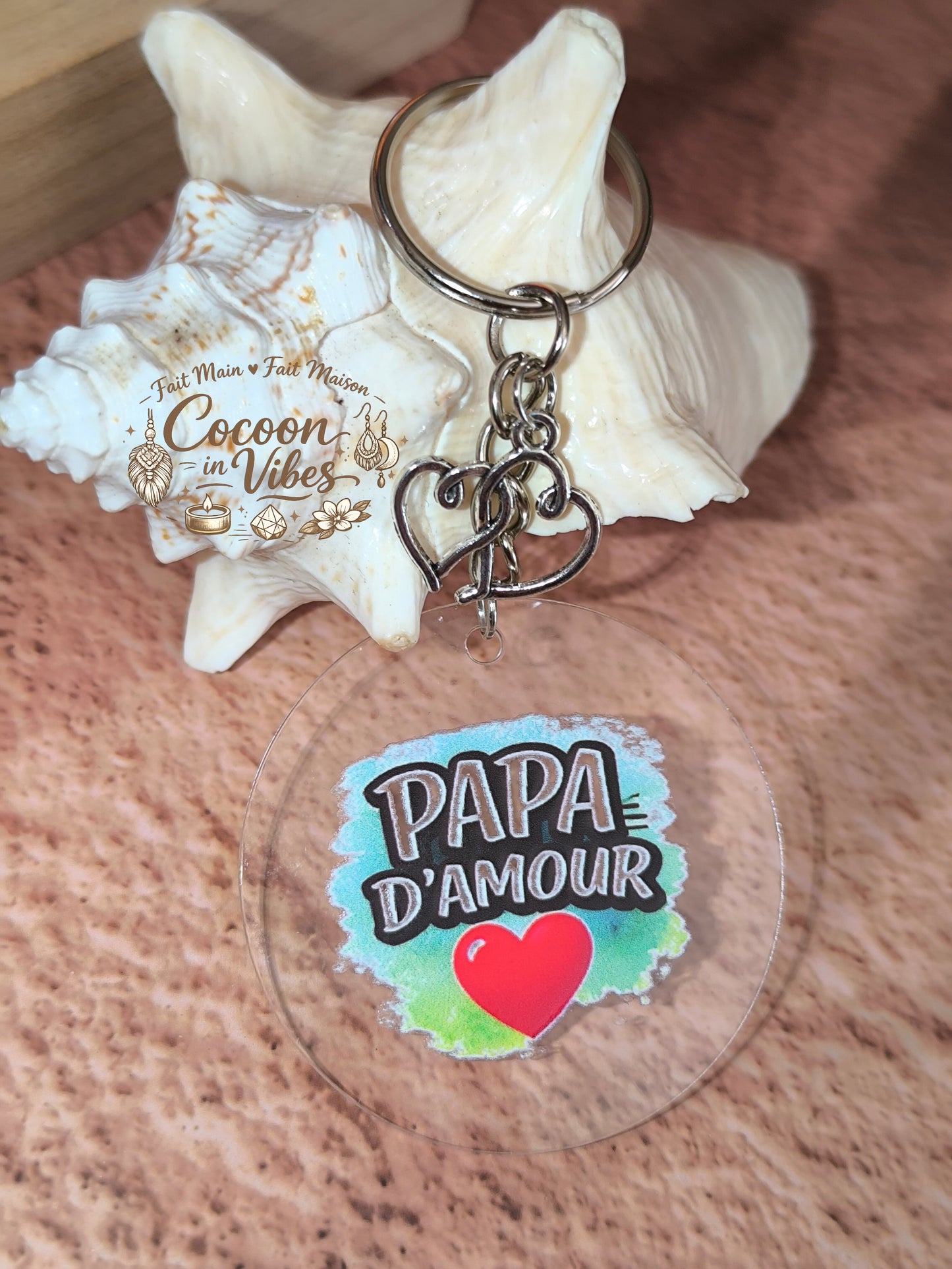 Porte-clé “Papa d'amour” – Modèle unique fait main