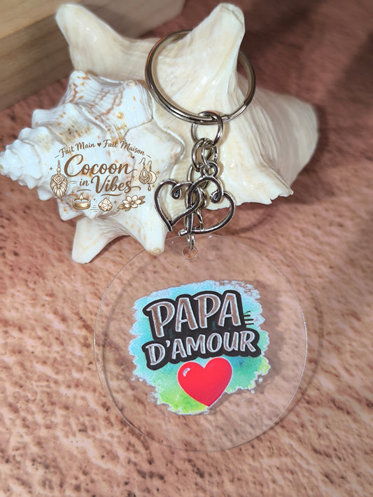 Porte-clé “Papa d'amour” – Modèle unique fait main