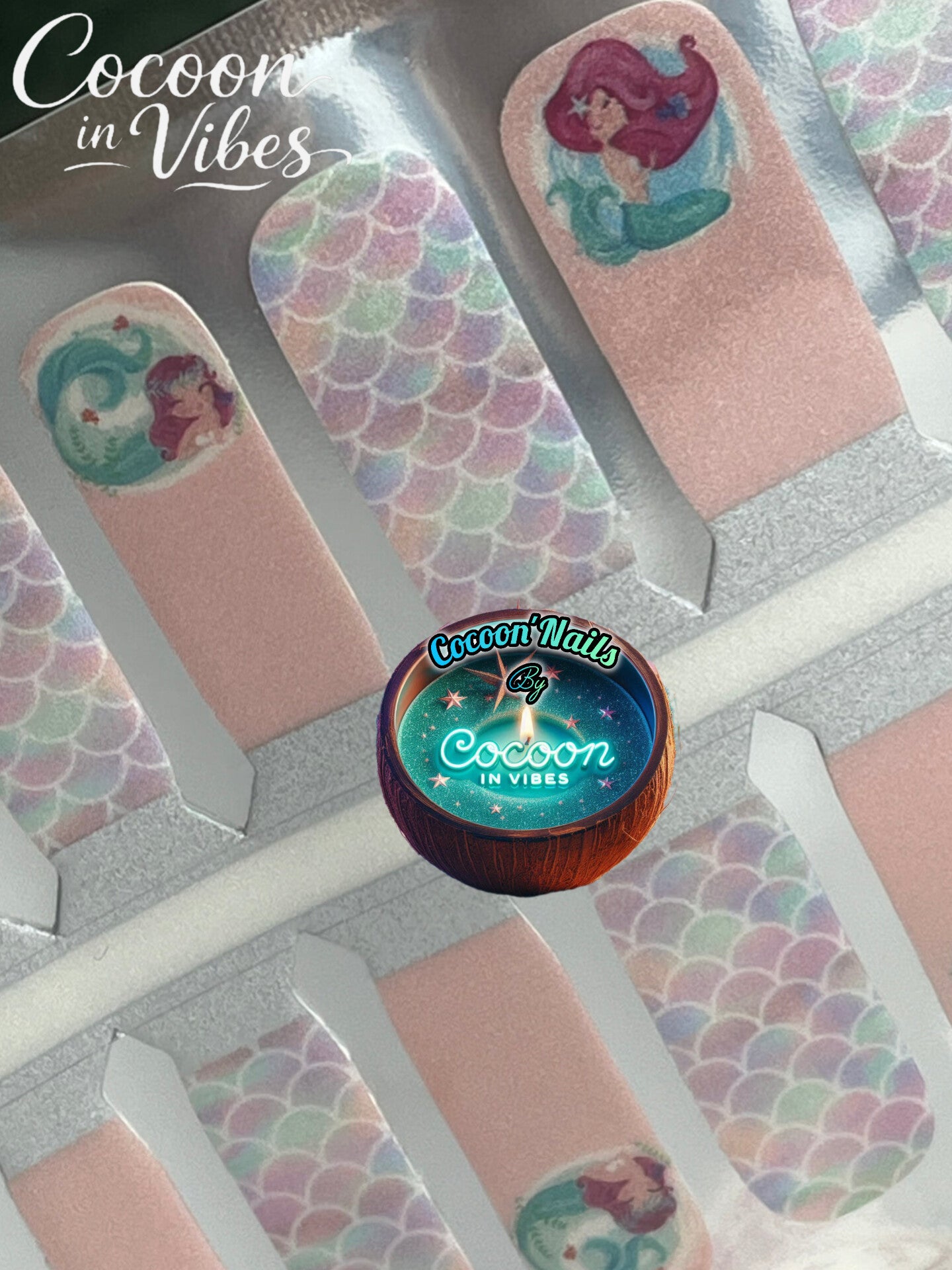 Cocoon’Nails Mini Sirène Magique – Vernis Autocollant Enfant Kit Complet