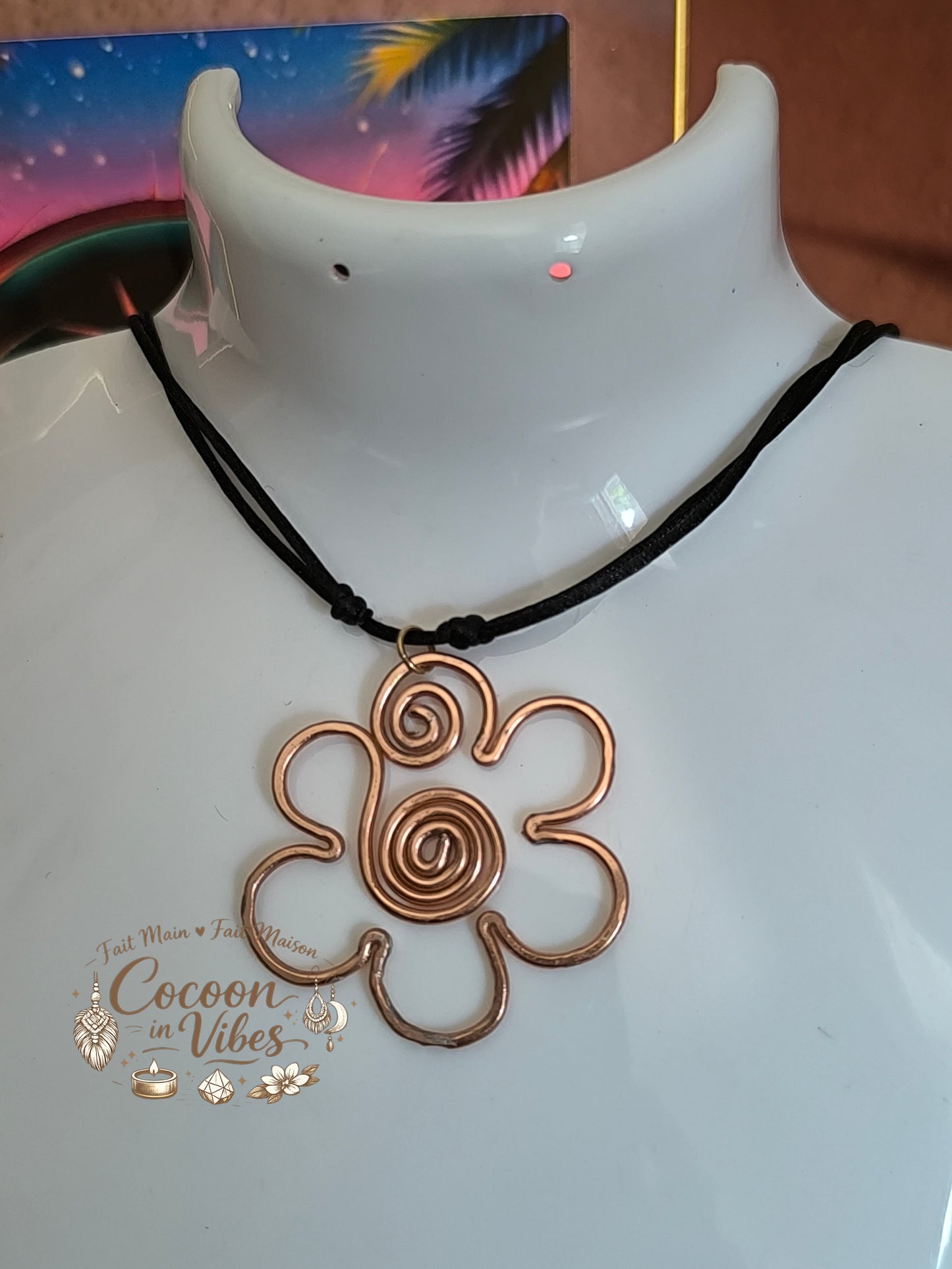 Collier Pendentif Fleur Réglable (Ras-de-cou / Collier) & Parure – Collection Fleur Tropicale