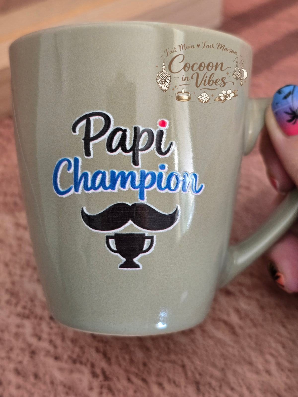 Tasse "Fête des Grands-Pères" Vert d’eau – PAPI CHAMPION – Pièce unique, création artisanale Cocoon in Vibes