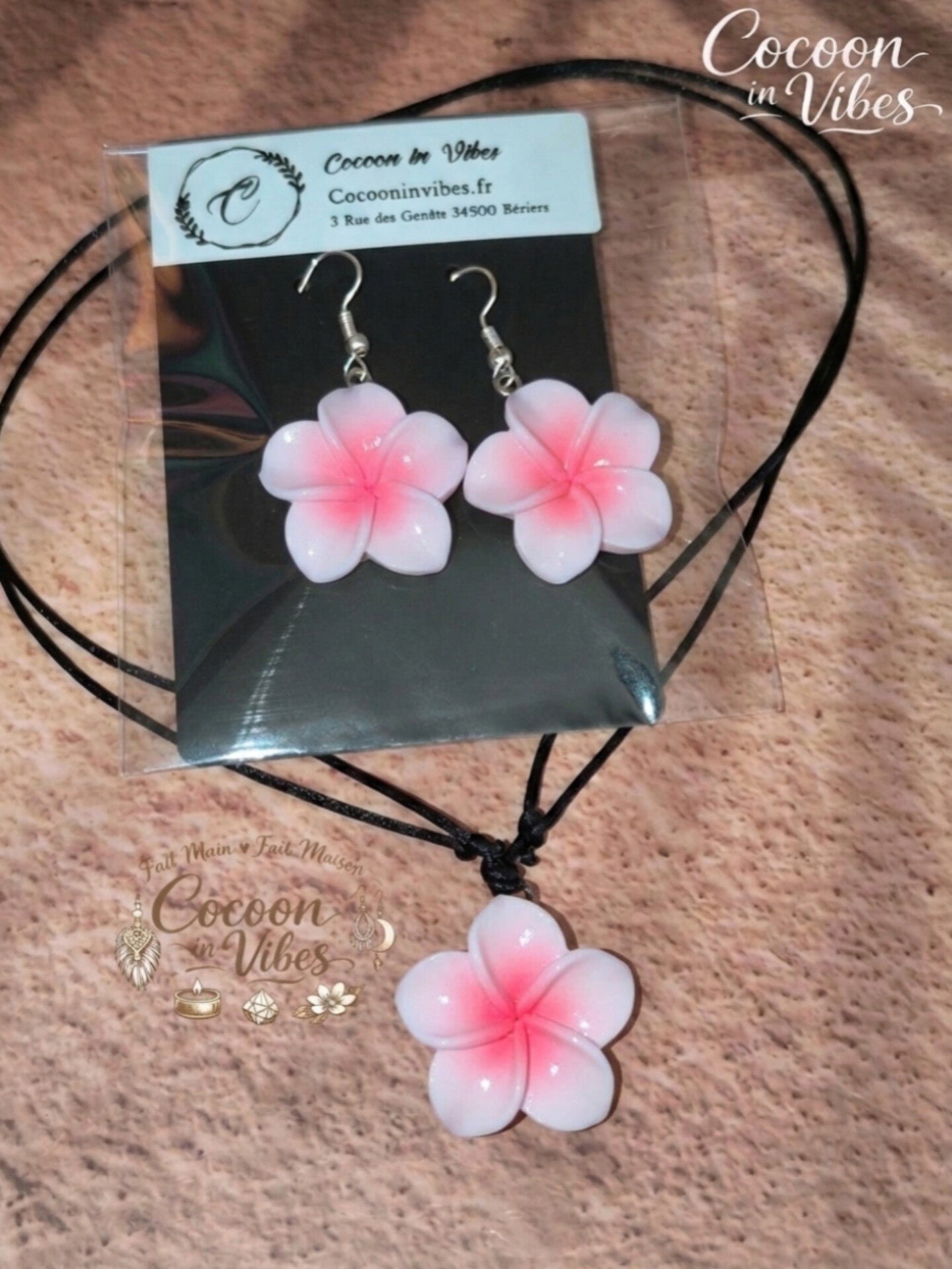 Collier Ras-de-cou & Parure Fleur de Monoï - Fait Main