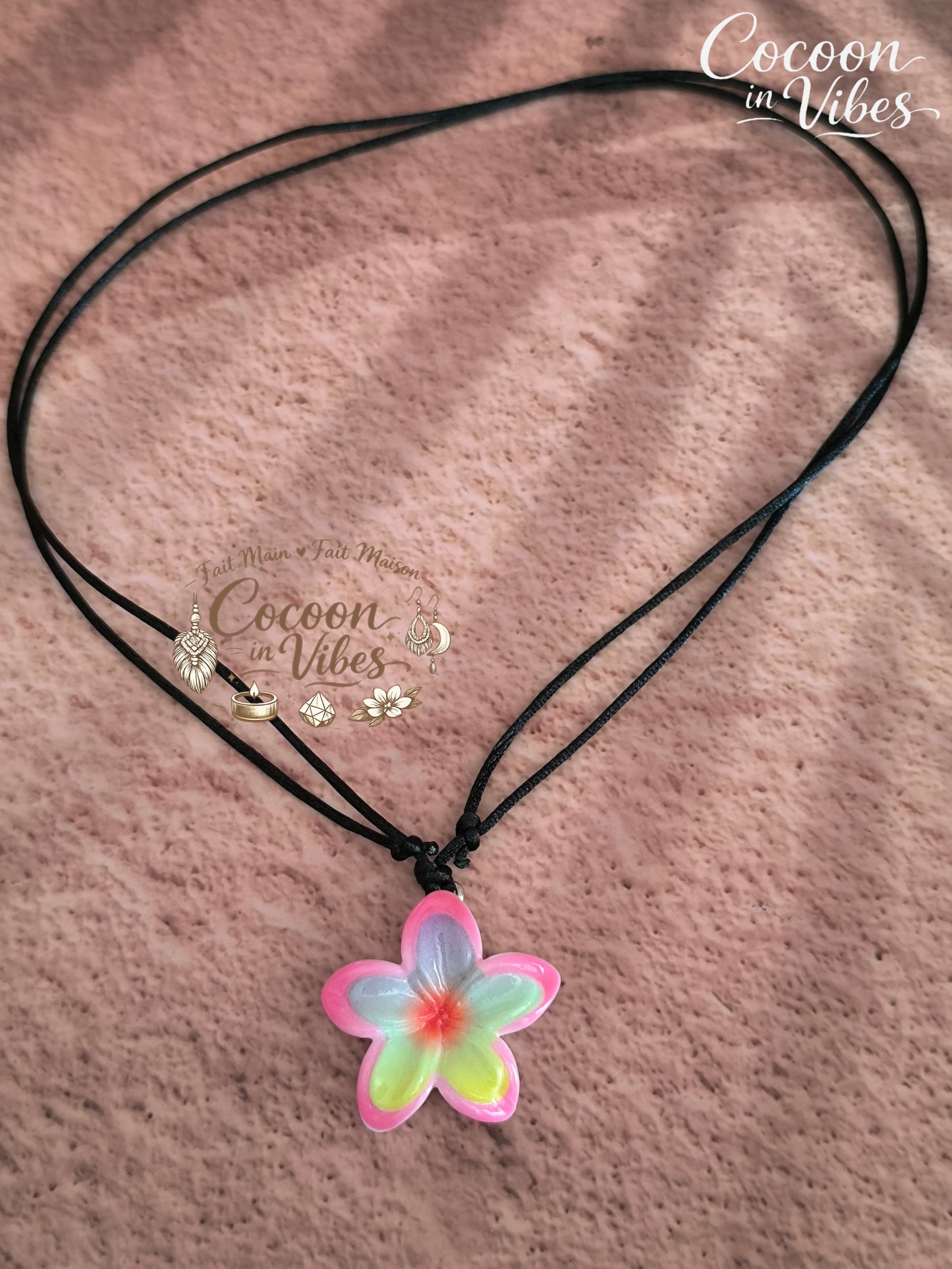 Collier Ras-de-cou & Parure Fleur de Monoï - Fait Main