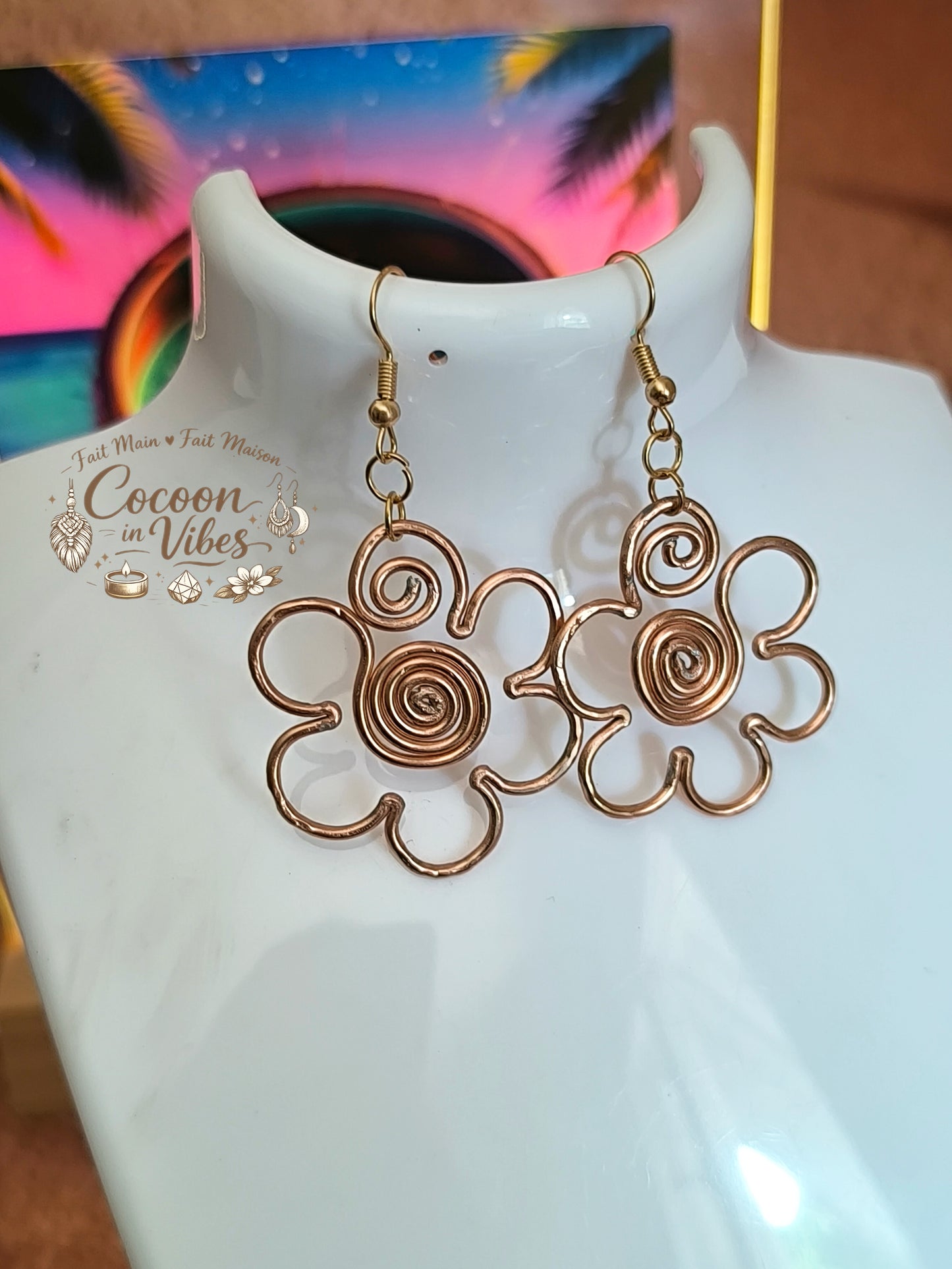 Boucles d'Oreilles Fleur & Parure – Collection Fleur Tropicale