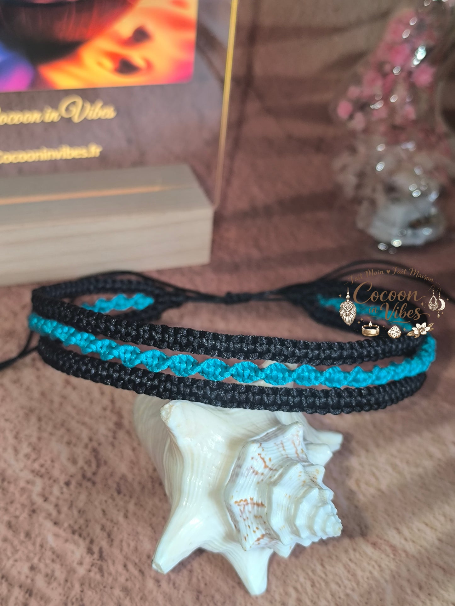 Ras de cou triple en macramé “Lagon Tressé” – Création fait main & couleurs au choix