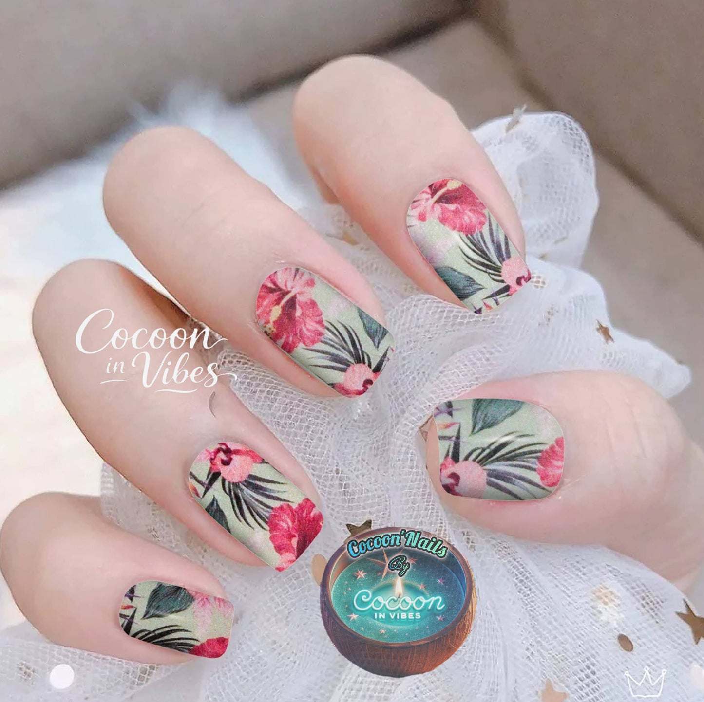 Cocoon’Nails Hibiscus d'été – Vernis Autocollant Kit Complet
