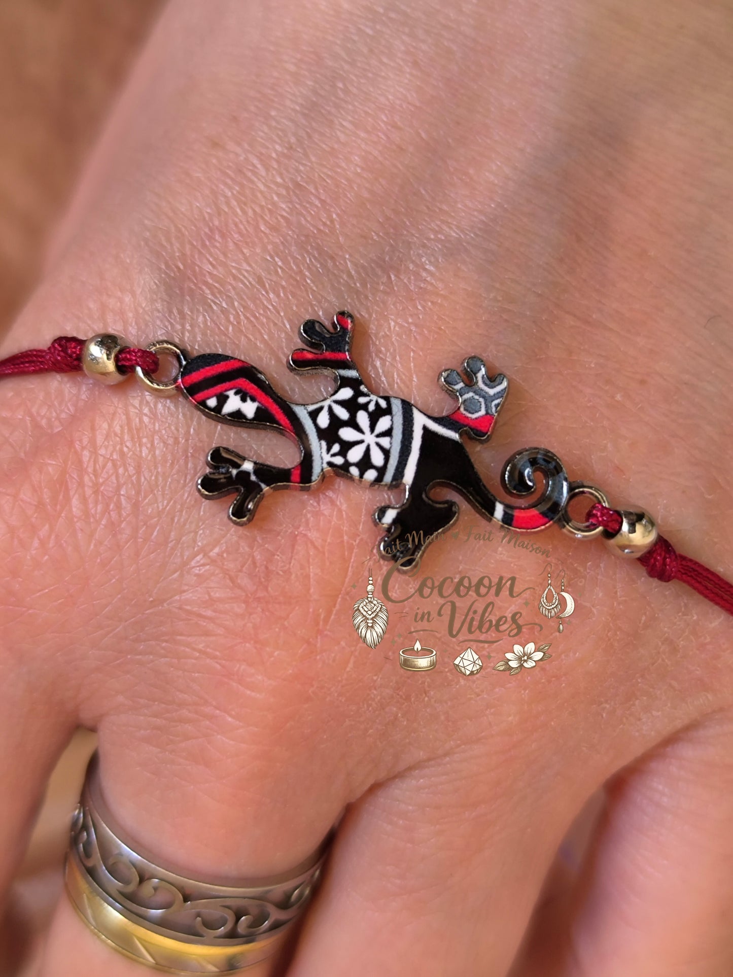 Bracelet Salamandre Colorée – Finition perles metalisées & Personnalisable