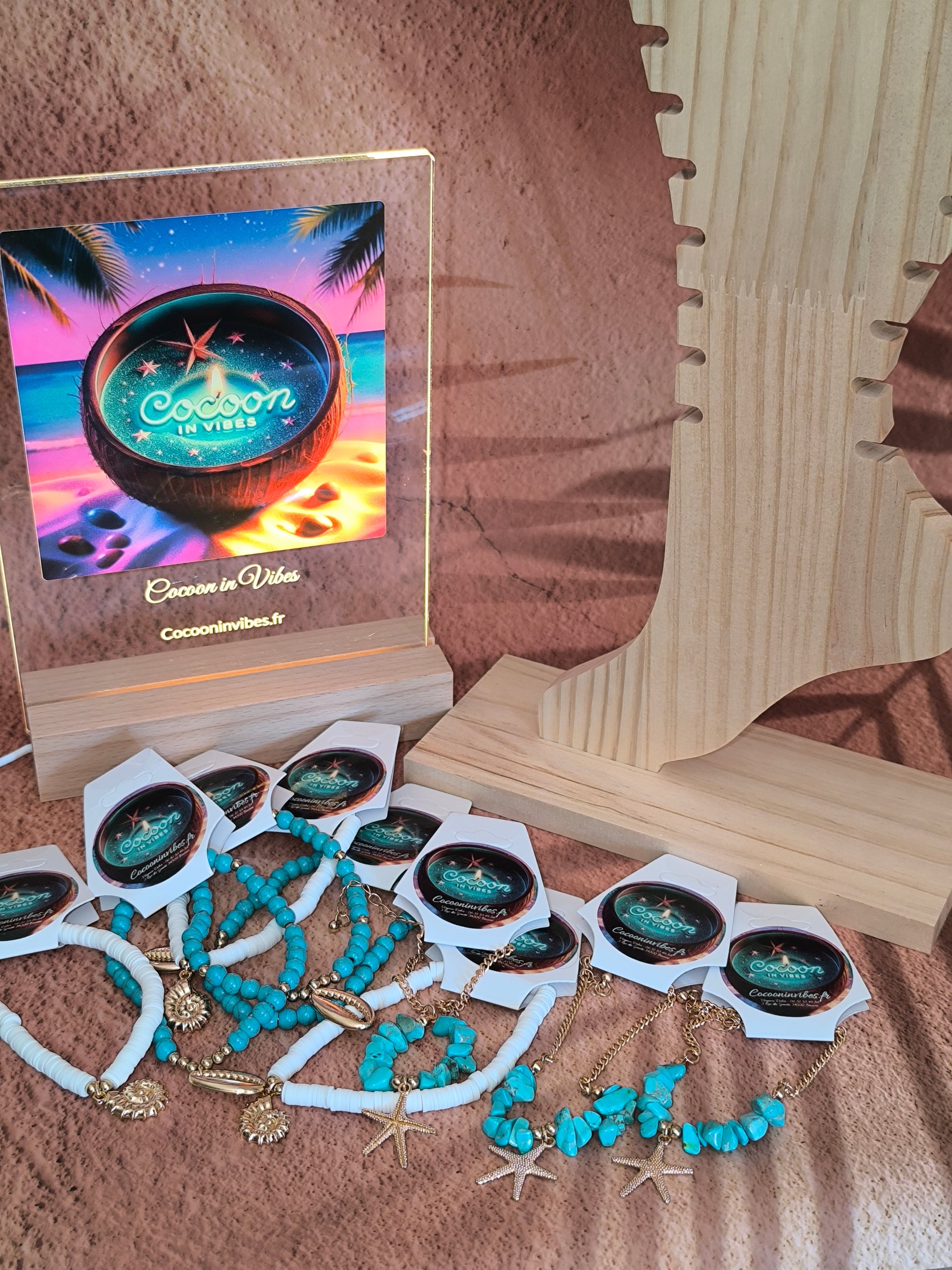 Chaine de Cheville Bohème – Turquoise, Céramique & Pendentifs Marins