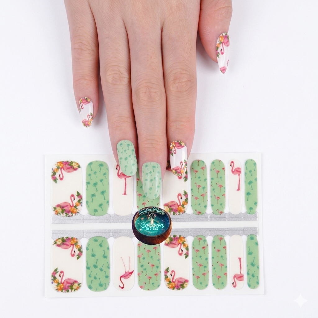 Cocoon’Nails Flamingo Palm – Vernis Autocollant Kit Complet