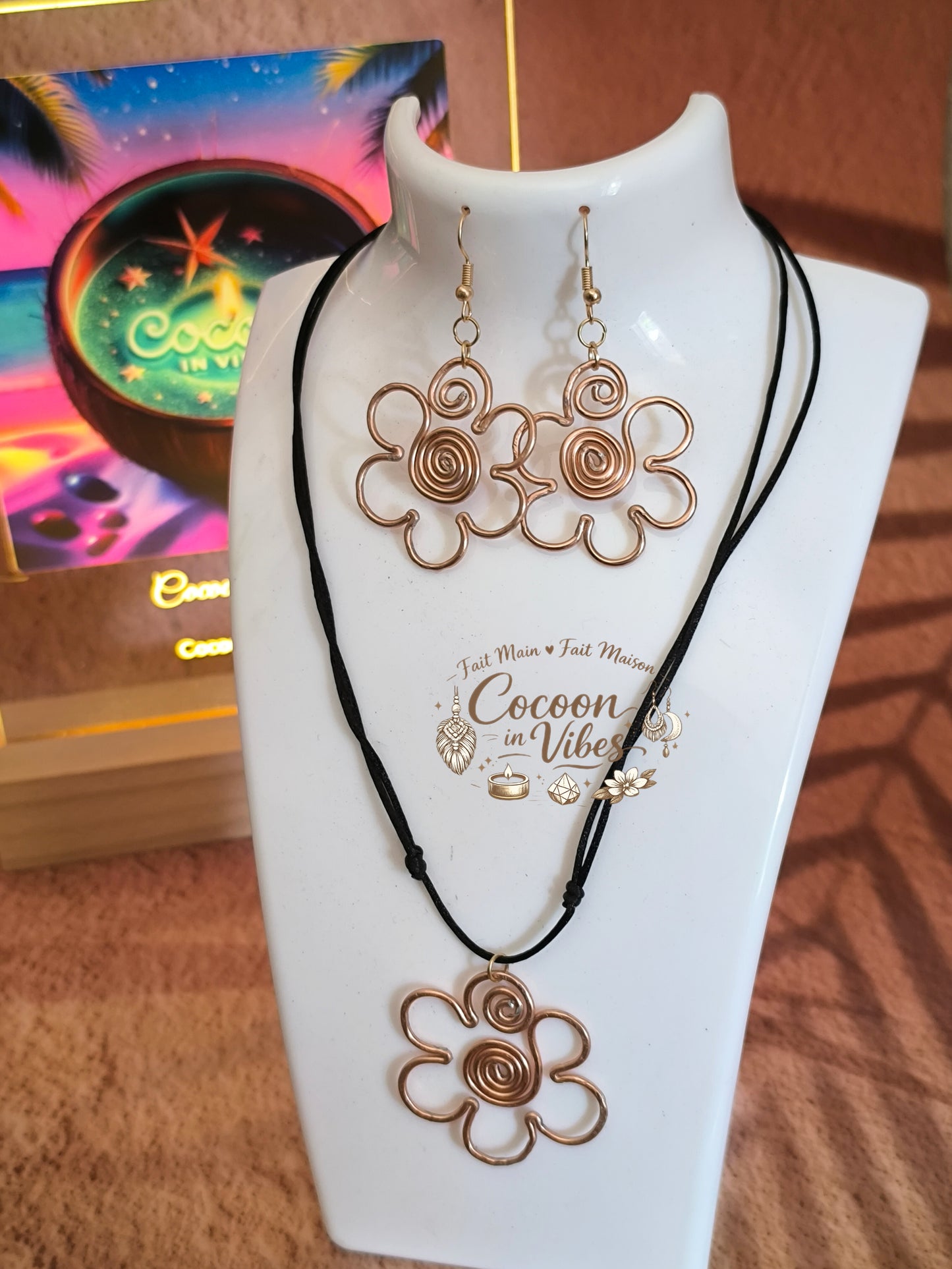 Boucles d'Oreilles Fleur & Parure – Collection Fleur Tropicale