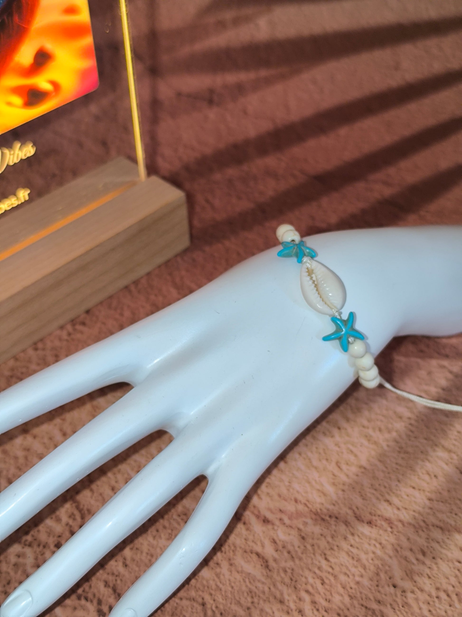 Bracelet Cauri & Étoiles Turquoises – Esprit Bohème Marin