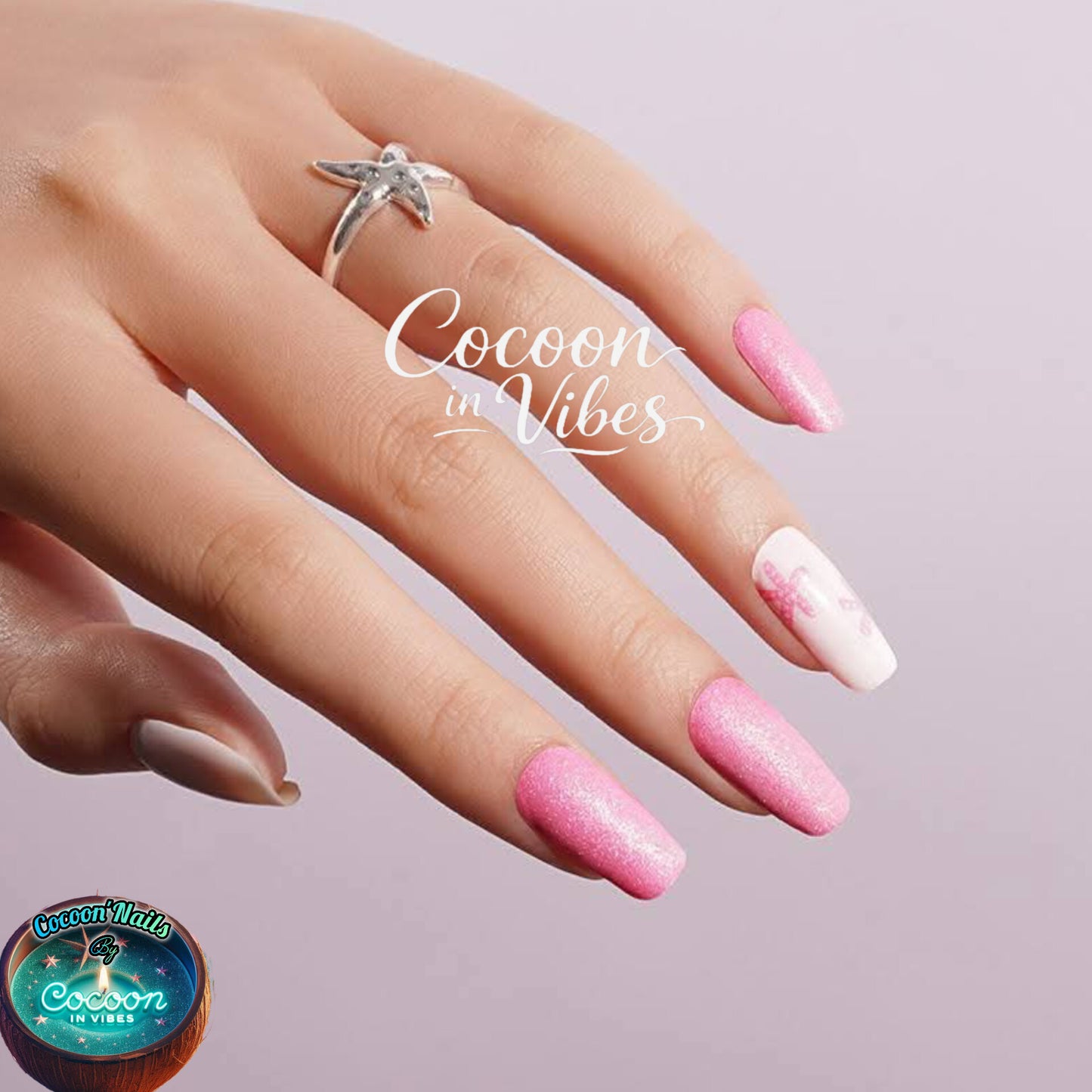 Cocoon’Nails Sable Rose Étoilé – Vernis Autocollant Kit Complet