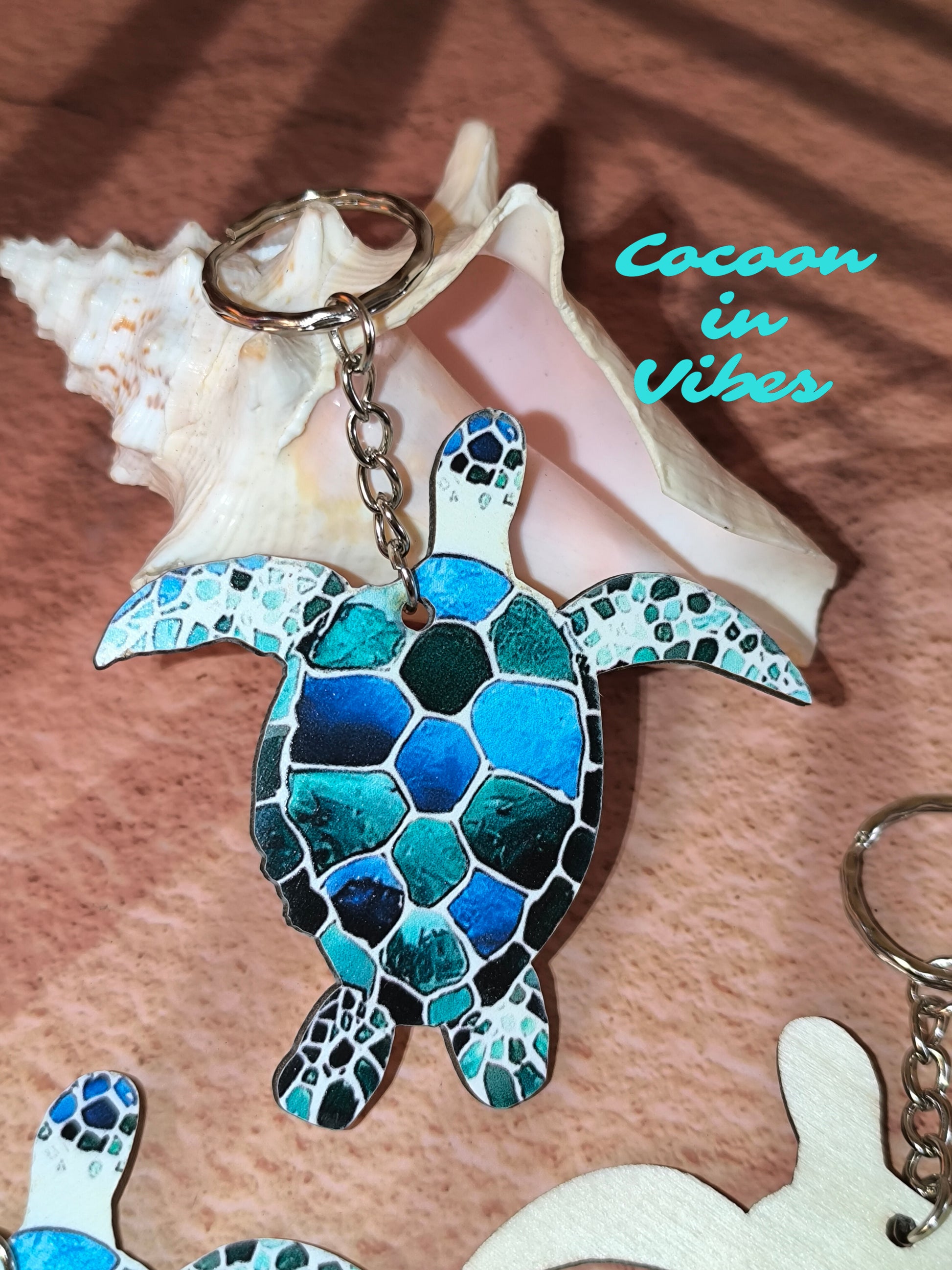 Porte-clé artisanal création Cocoon in Vibes – Tortue Marine