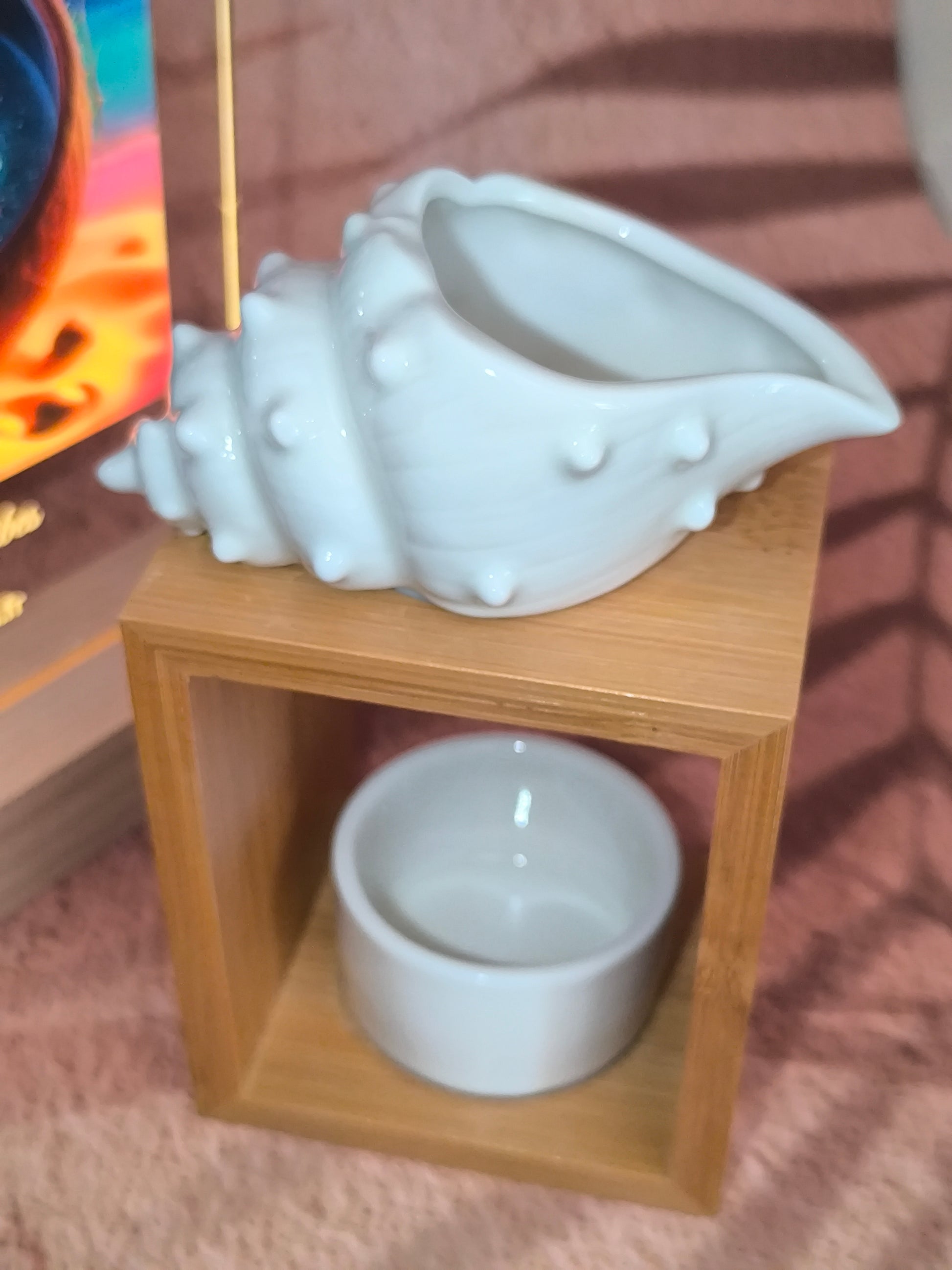 Brûleur en Céramique & Bambou – Modèle Coquillage
