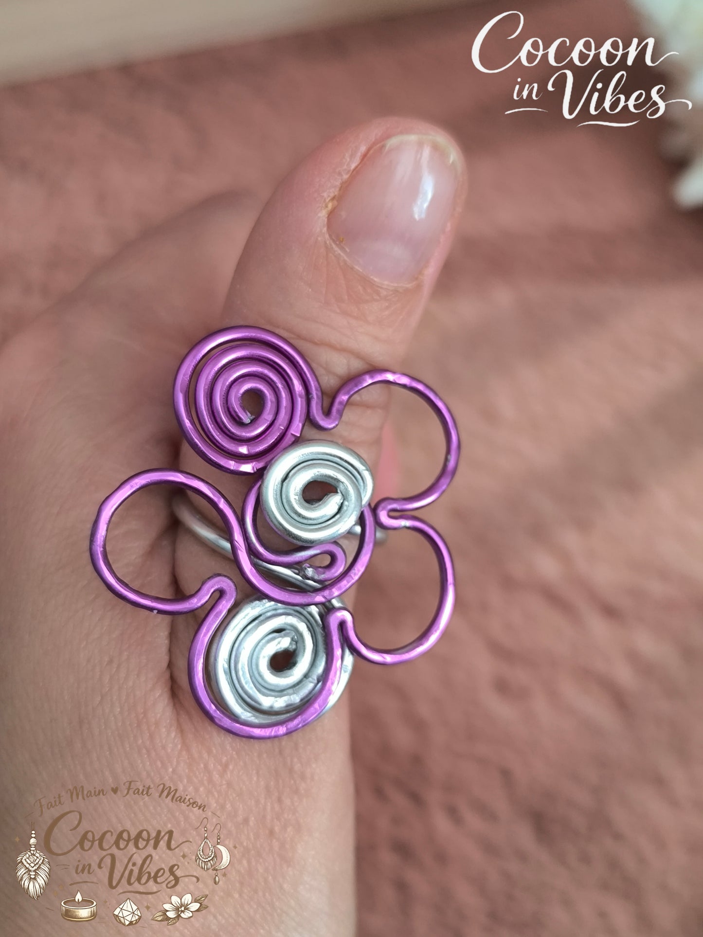 Bague Anti-Stress "Fleur d'Ondes Tropicales" – 100% Artisanale & Double Niveau