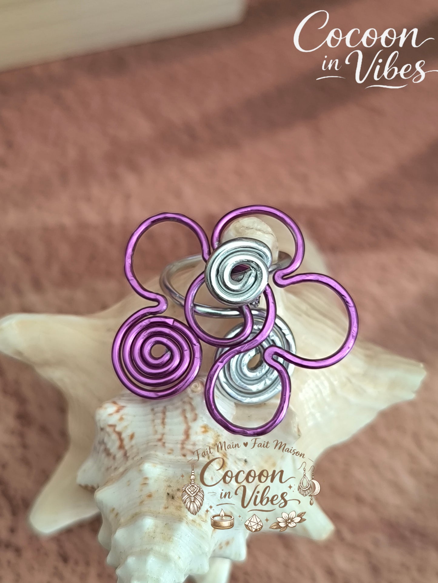 Bague Anti-Stress "Fleur d'Ondes Tropicales" – 100% Artisanale & Double Niveau