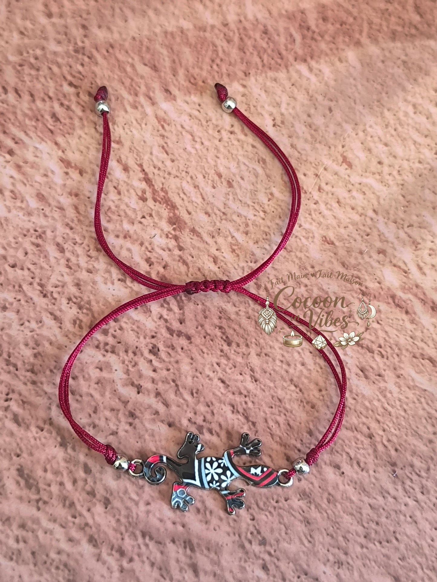 Bracelet Salamandre Colorée – Finition perles metalisées & Personnalisable