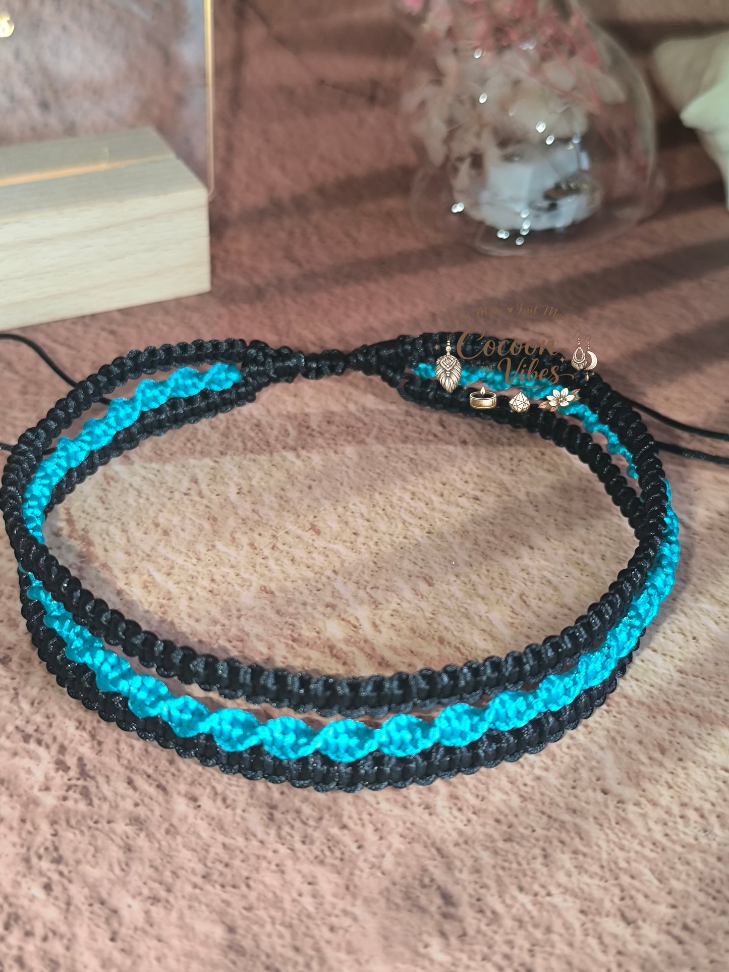 Ras de cou triple en macramé “Lagon Tressé” – Création fait main & couleurs au choix