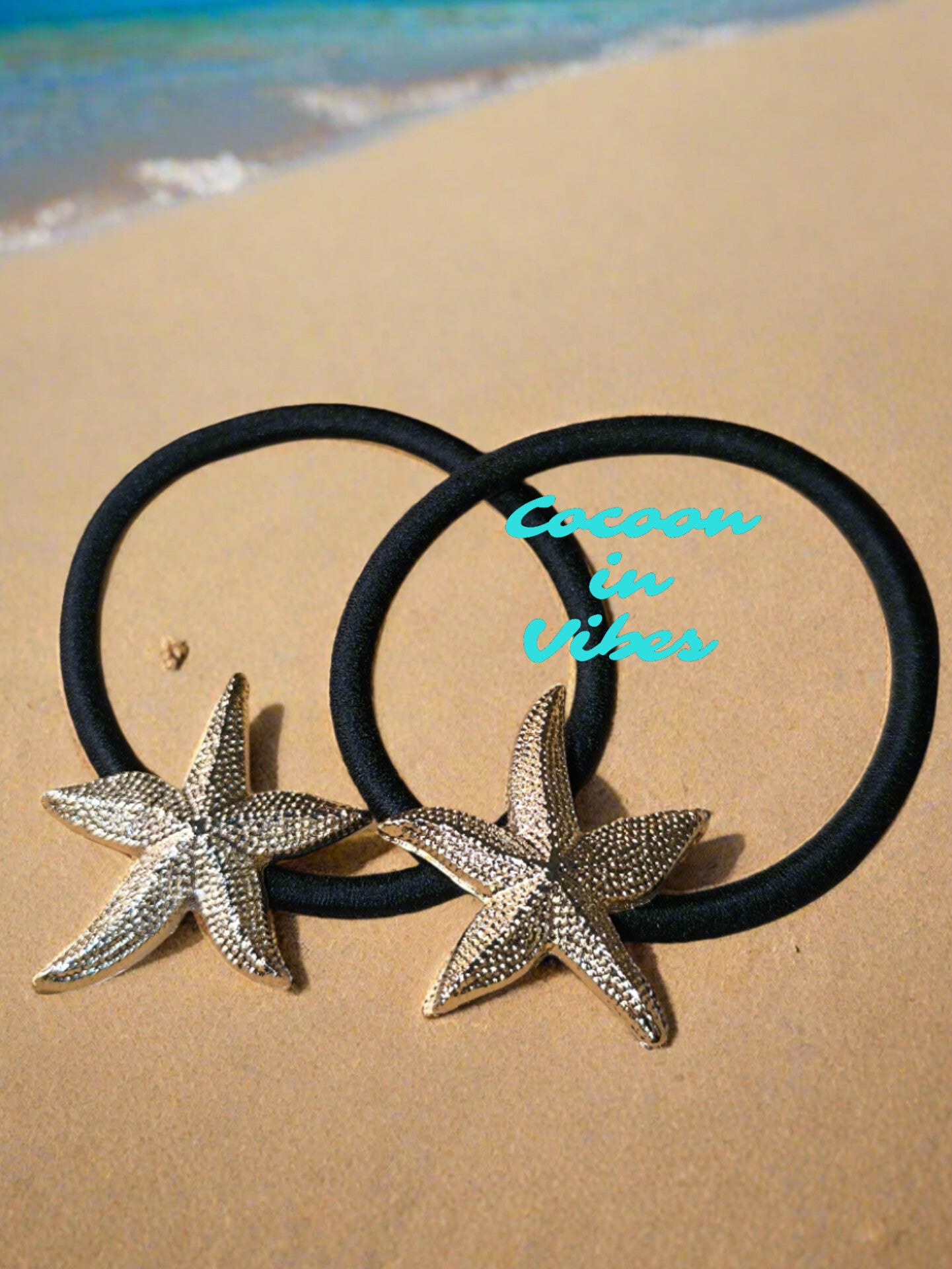 Lot de 2 gros Élastiques avec Bijoux Coquillage serti