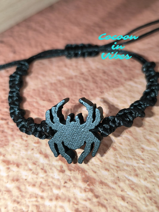 Bracelet Halloween – Macramé artisanal Cocoon in Vibes & Araignée mystique