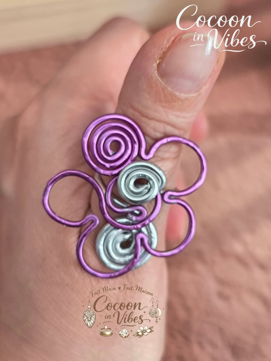 Bague Anti-Stress "Fleur d'Ondes Tropicales" – 100% Artisanale & Double Niveau
