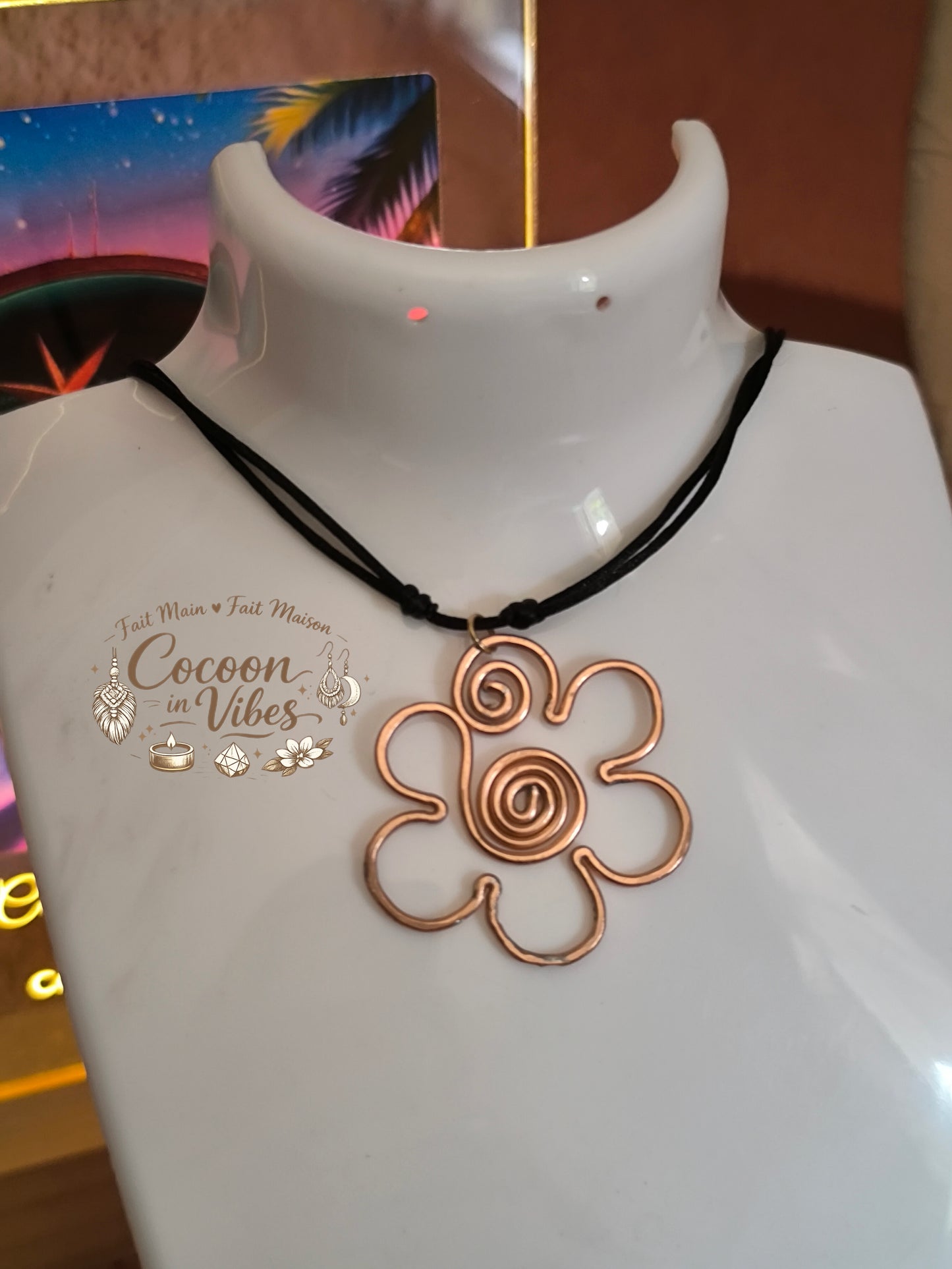 Collier Pendentif Fleur Réglable (Ras-de-cou / Collier) & Parure – Collection Fleur Tropicale