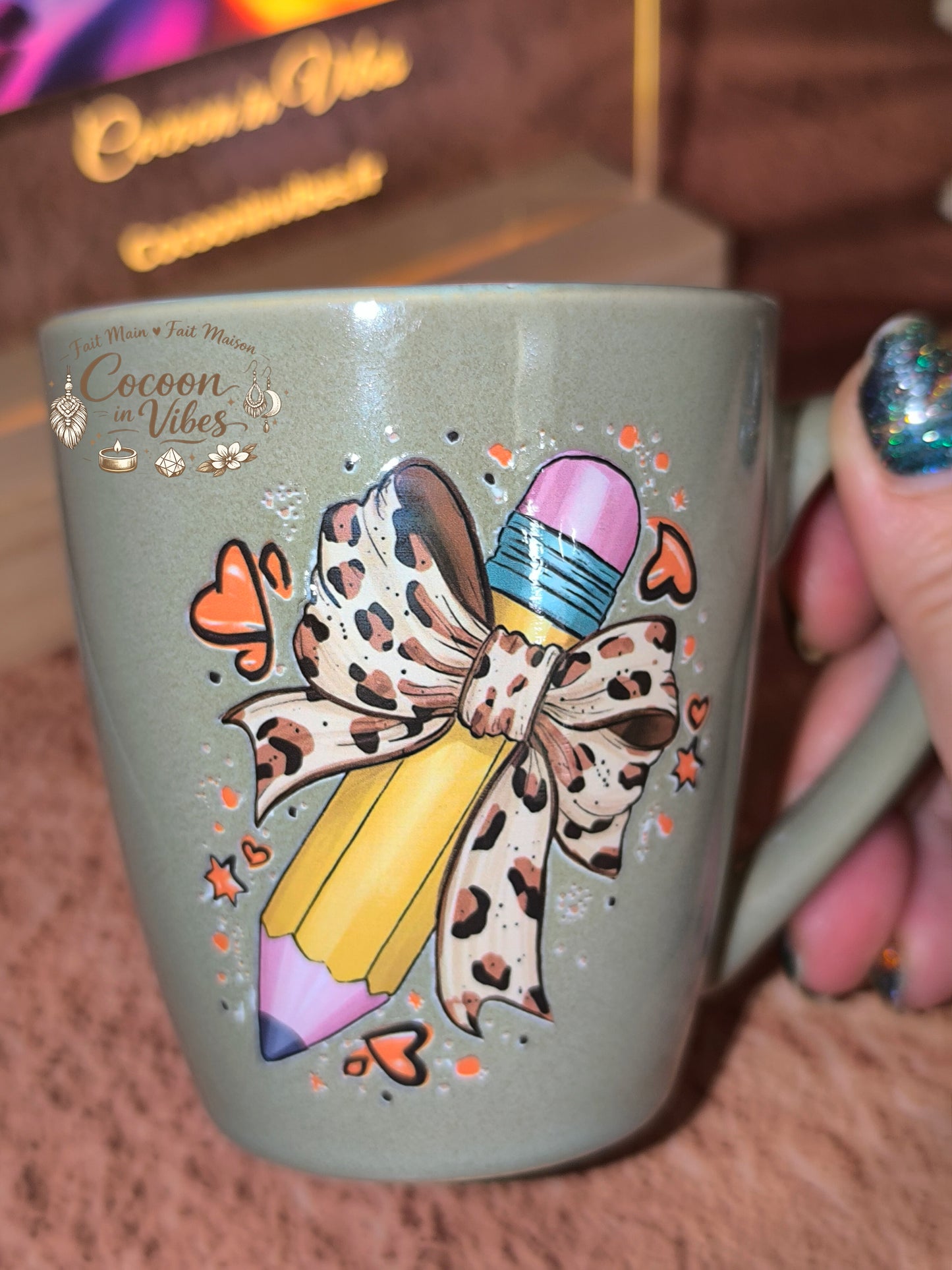 Tasse "Fin d'année scolaire" Beige – THANK YOU – Pièce unique, création artisanale Cocoon in Vibes
