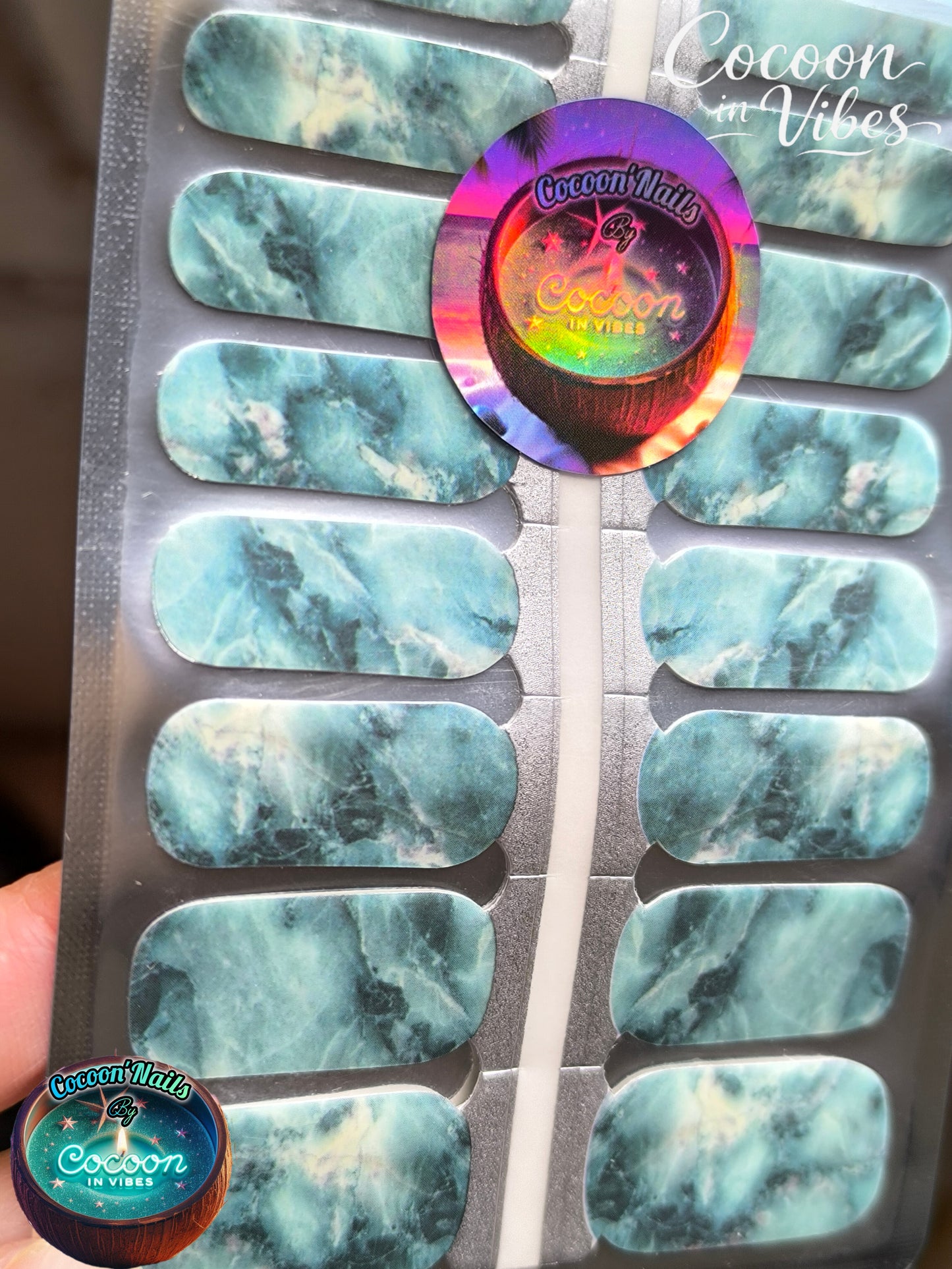 Cocoon’Nails Lagon Turquoise – Vernis Autocollant Kit Complet